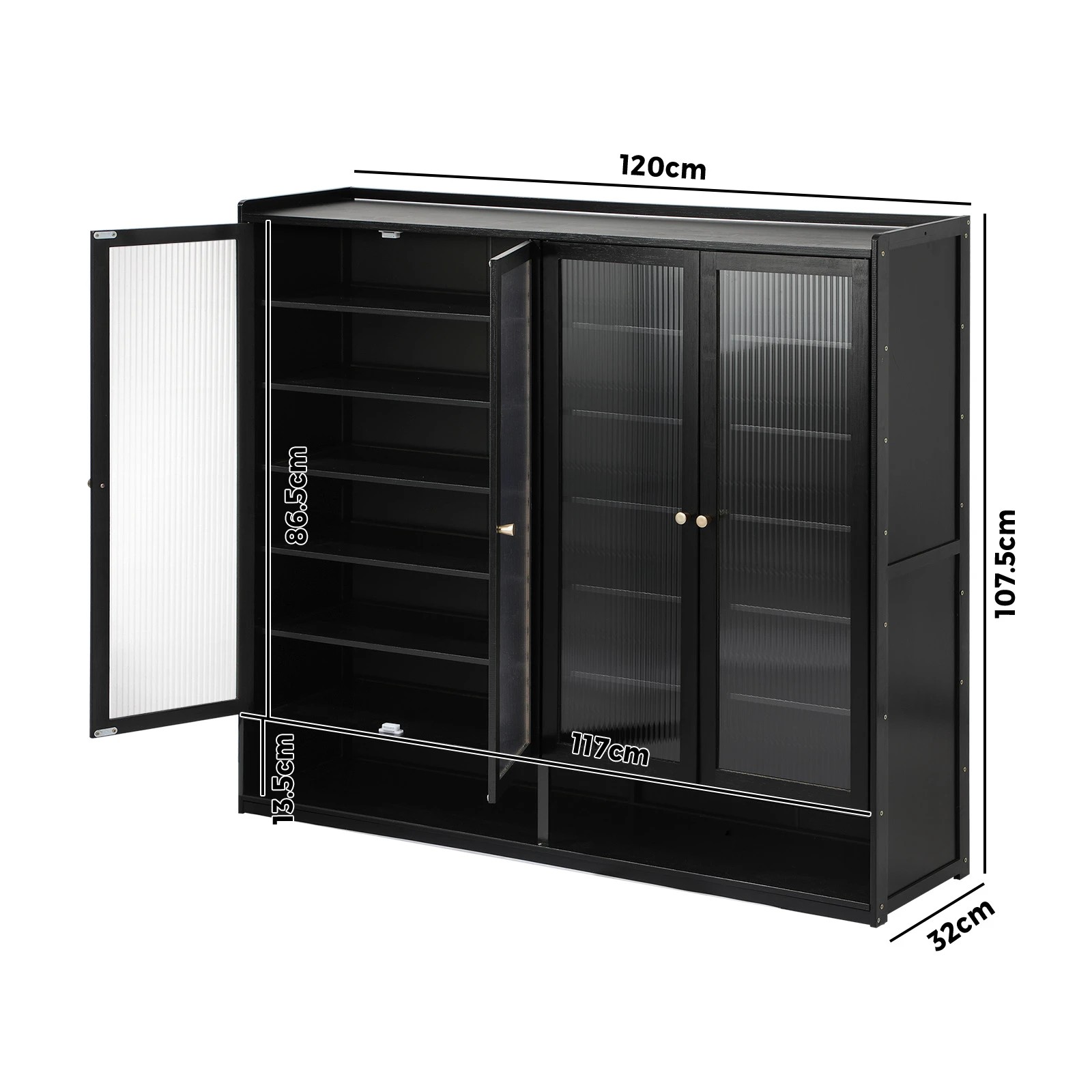 9 Oikiture Shoe Cabinet Shoes Storage Rack Organiser 4 Doors Shelf
 - Black, 9 of 9