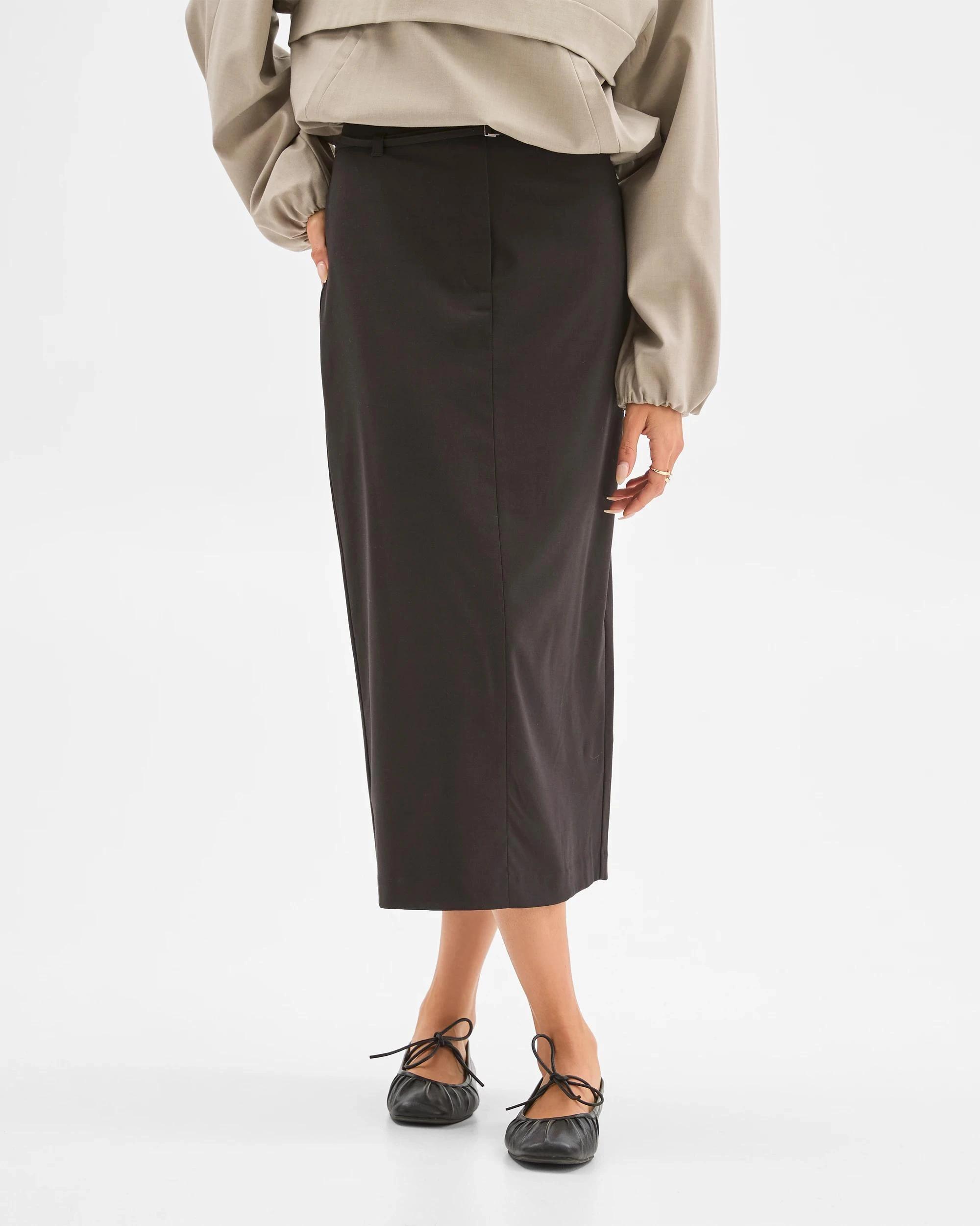 6 Lily Loves Column Midi Skirt BLACK, 6 of 6