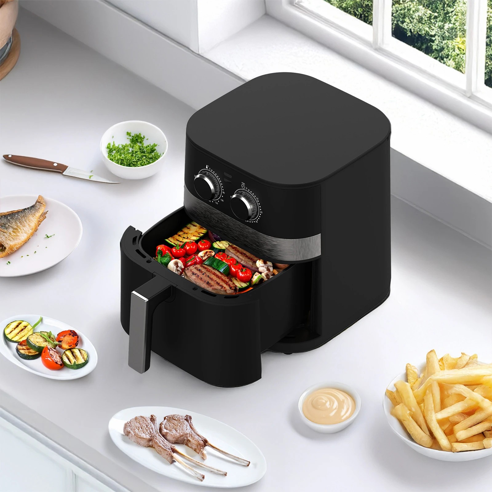 4 Kitchen Couture 5.5L Compact Air Fryer Stylish Powerful Healthy Cooking Black - Black, 4 of 7