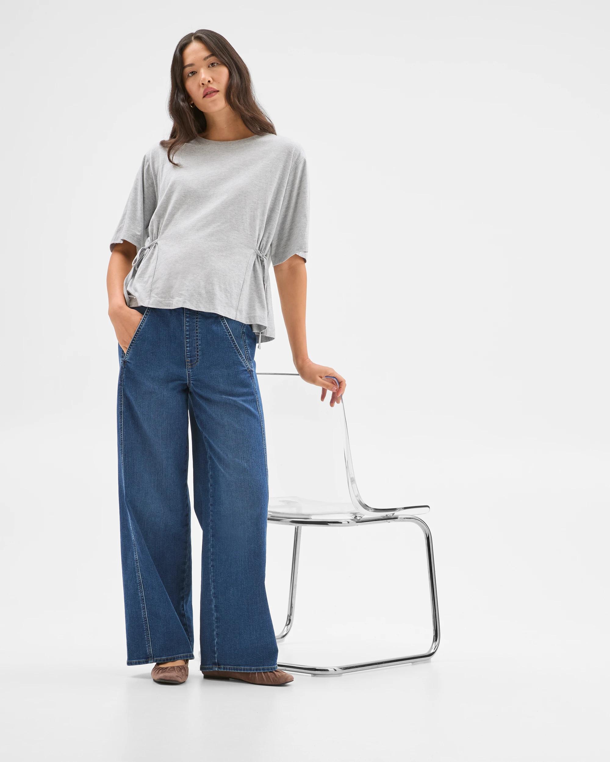 6 Target Denim Pull On Wide Leg Knit Denim Jeans MID INDIGO, 6 of 6