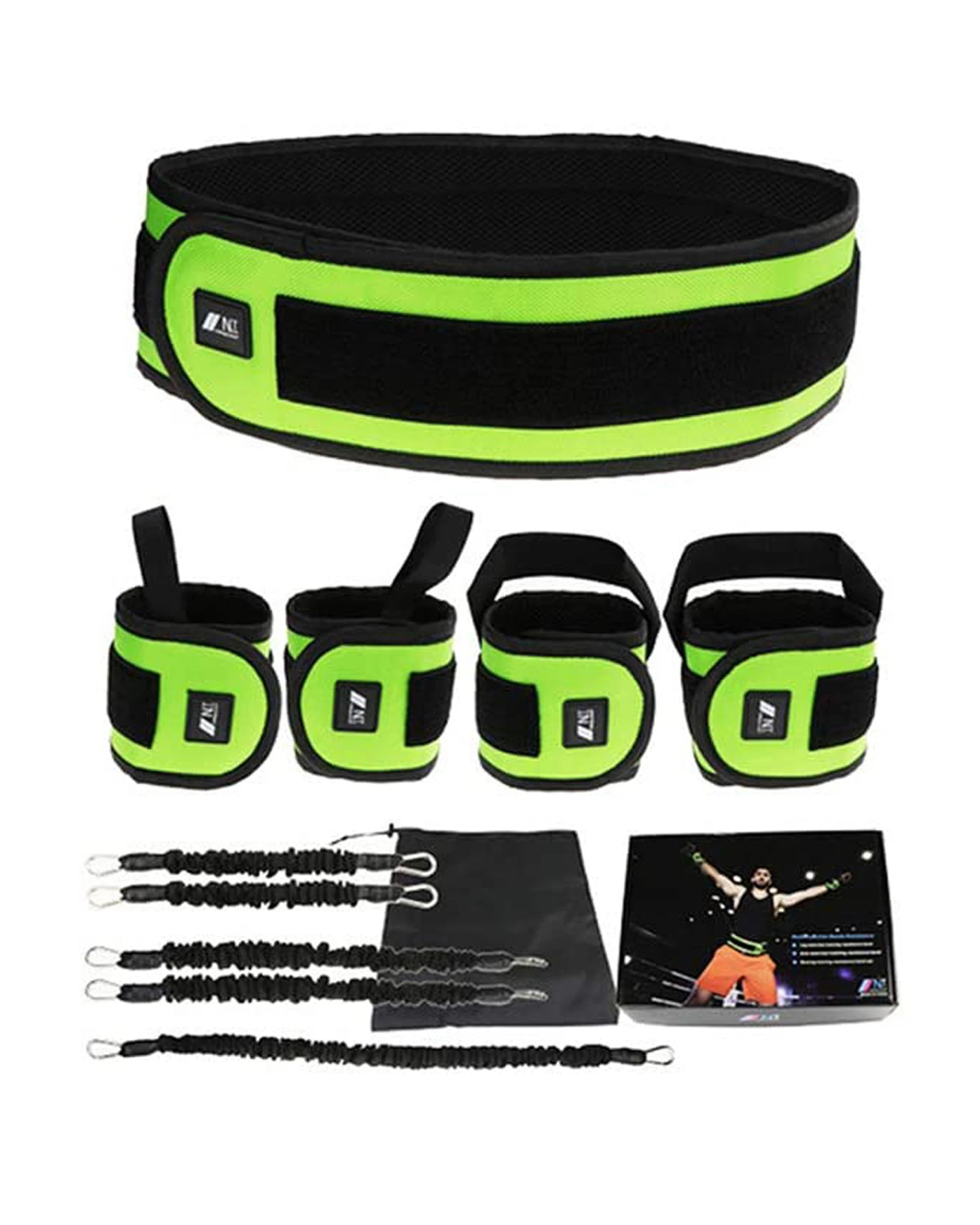 1 TODO 150lbs Resistance Trainer Band Set Muscle Training Belt Boxing Pilates Ankle Wrist Advanced Bounce Straps - Green, 1 of 5