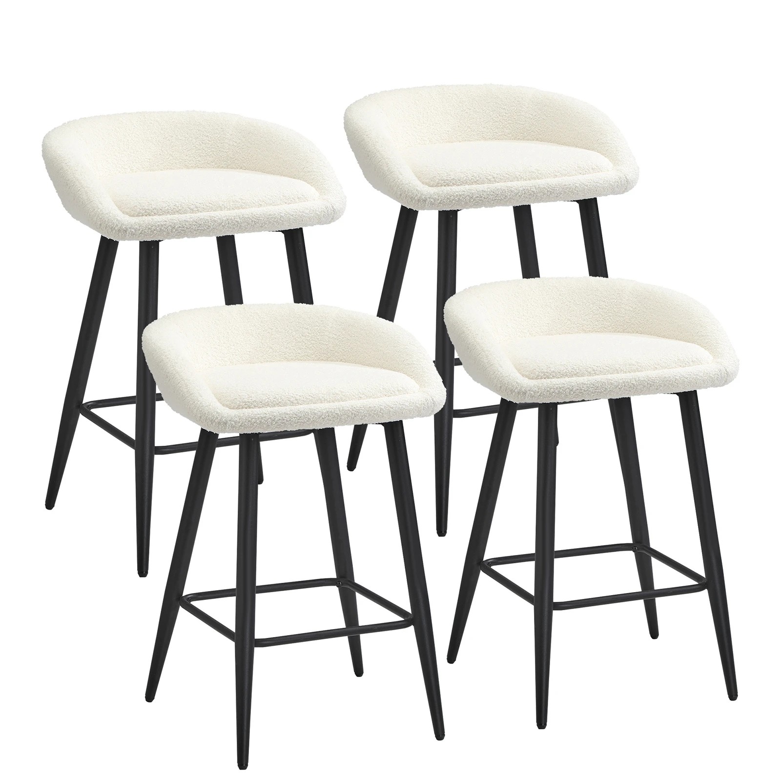 1 Oikiture Bar Stools Set Of 4 Kitchen Dining Chairs Counter Stool Boucle
 - White, 1 of 10