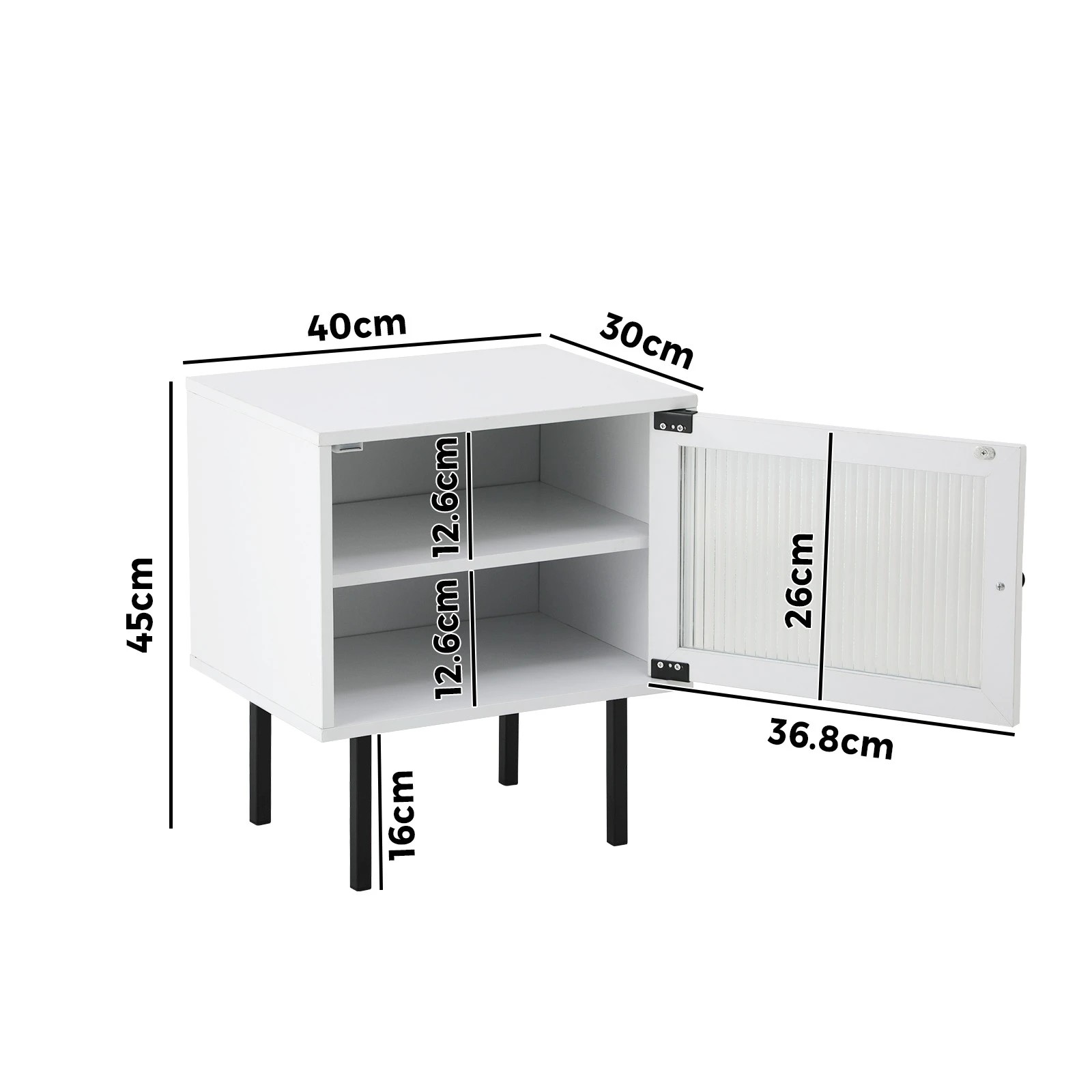 2 Oikiture 2X Bedside Tables Cabinet Storage Nightstand Glass Door Bedroom - White, 2 of 9
