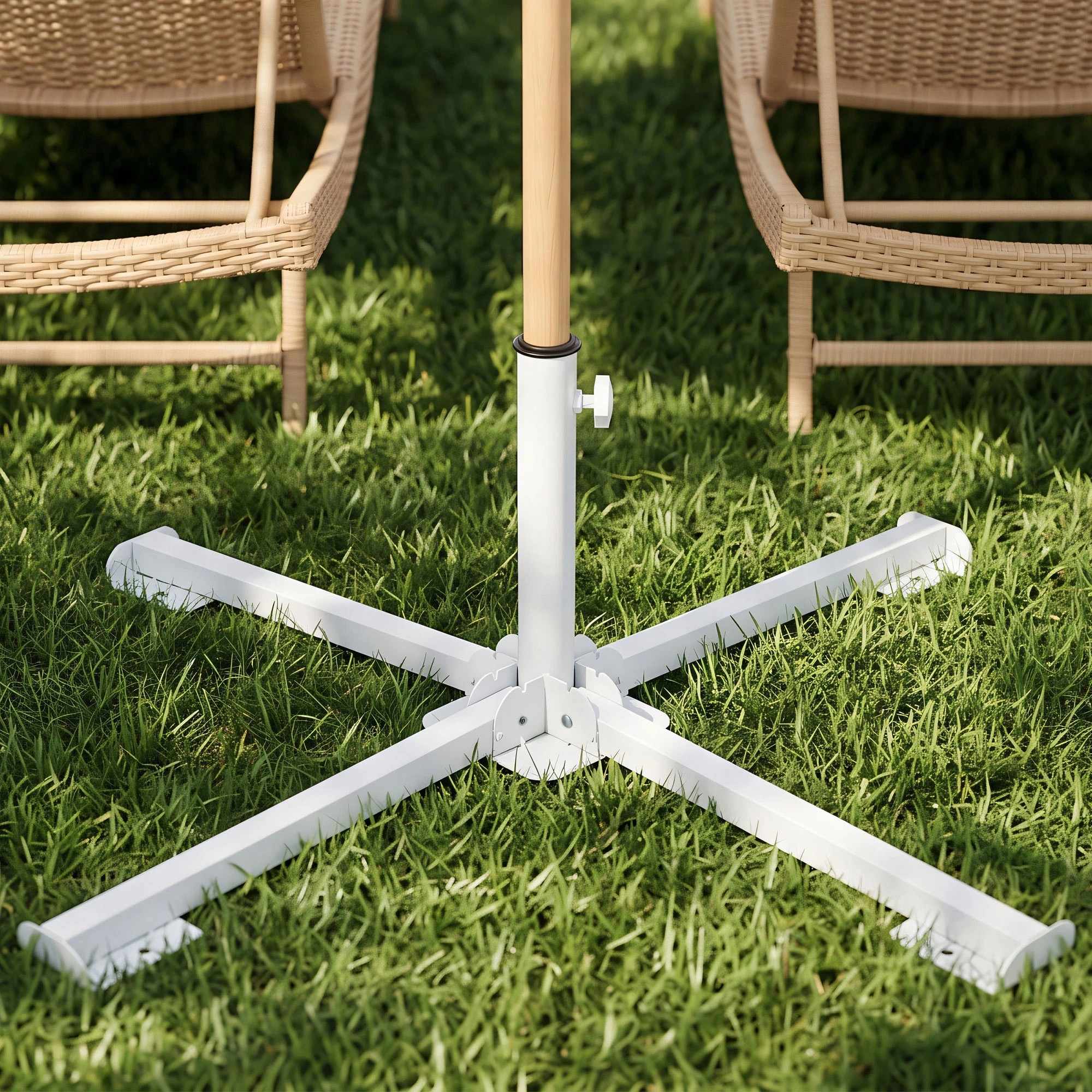 8 Instahut Outdoor Umbrellas Base Steel Umbrella Holder 25 to 35mm White - White, 8 of 8