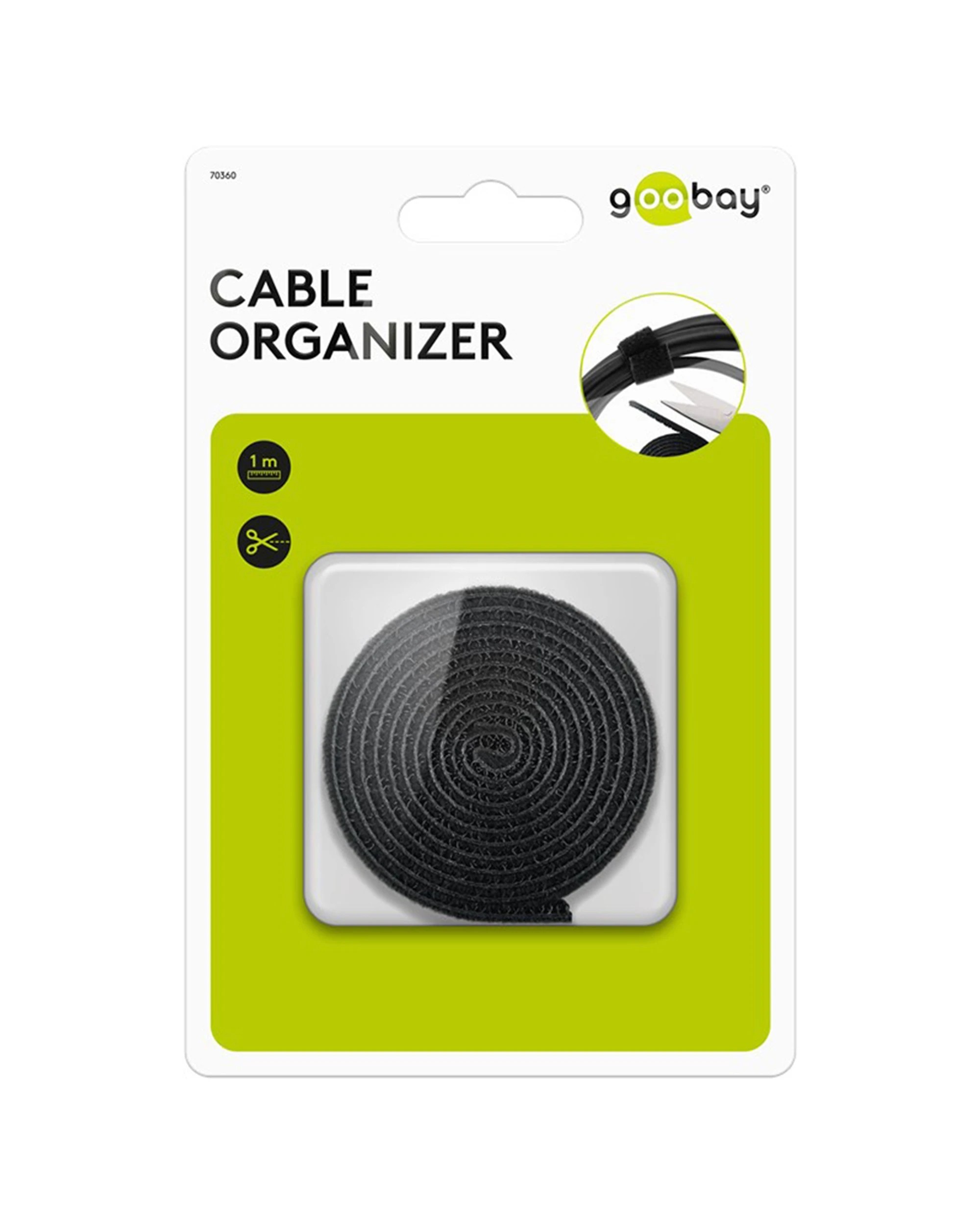 2 Goobay 3PK Cable Management Hook & Loop Organiser 1m - Black, 2 of 3