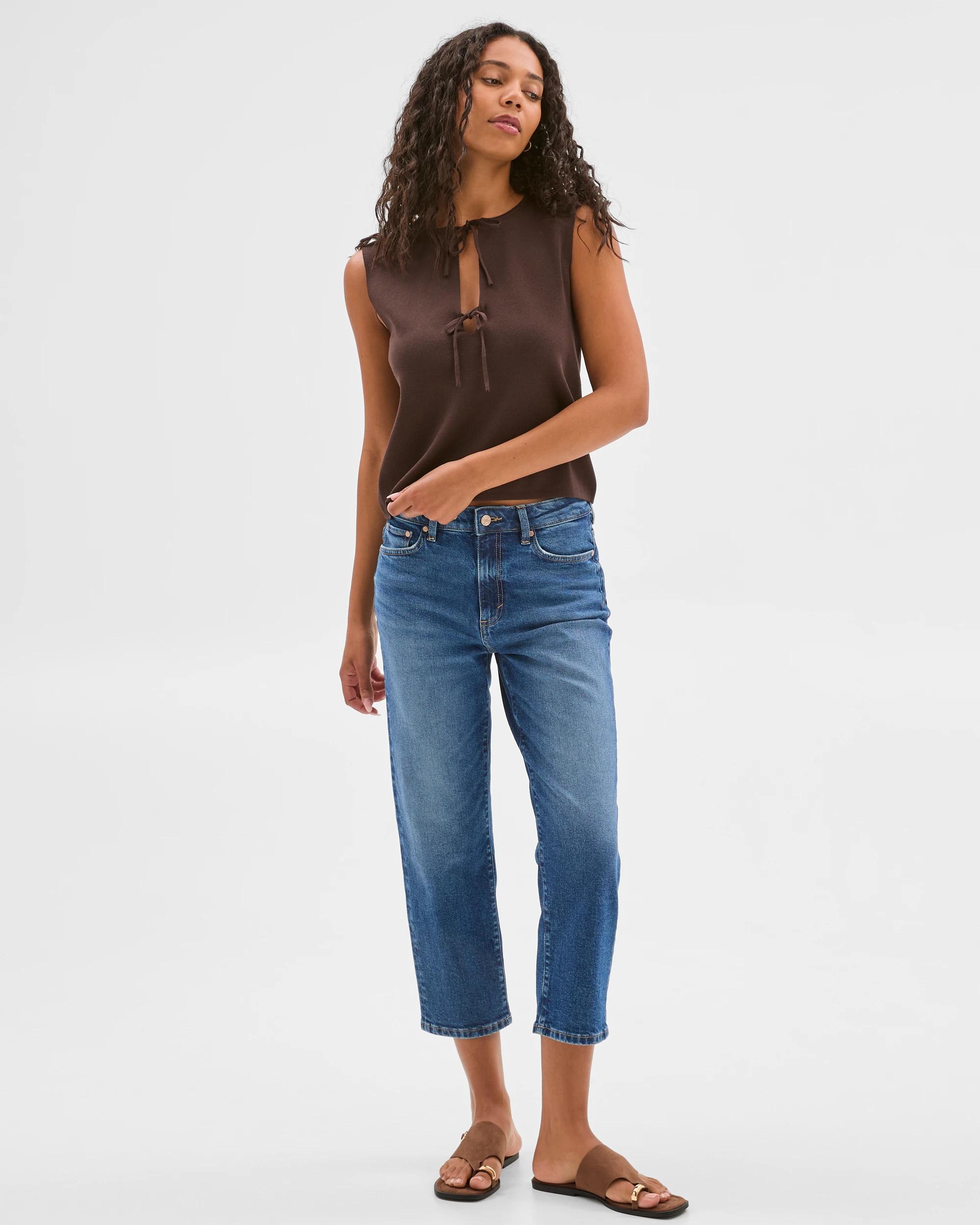 2 Target Mid Rise Crop Length Straight Denim Jeans - Bella BRIGHT INDIGO, 2 of 5