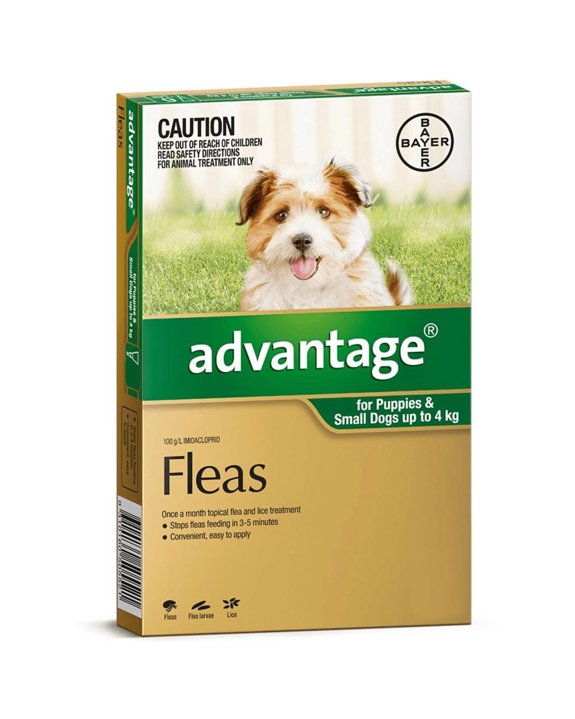 1 Advantage Small Dog 0-4kg Green Spot On Flea Treatment 1 Pack, 1 of 2