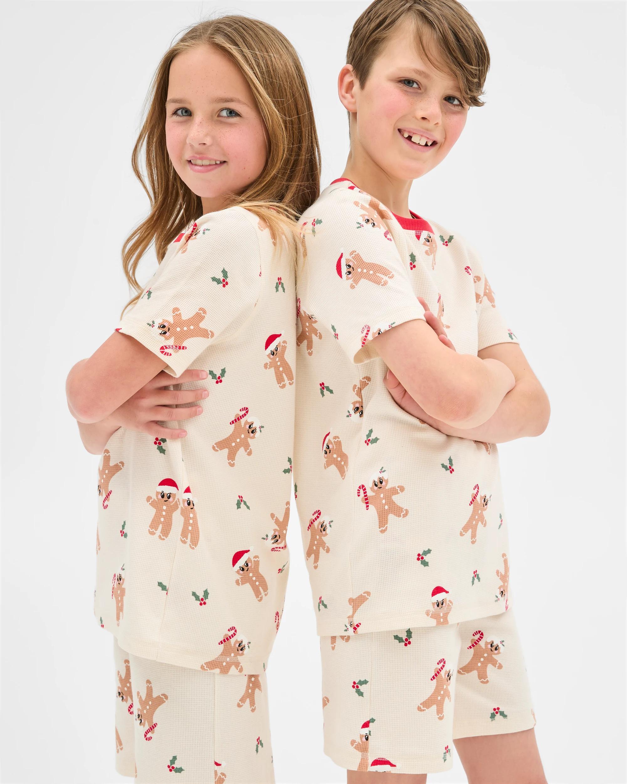 2 Target Family Matching Christmas Gingerbread Australian Cotton Older Kids Waffle Pyjama Set GINGERBREAD, 2 of 7
