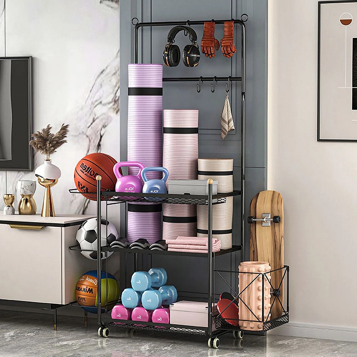 7 Genki Yoga Mat Ball Storage Rack Weight Dumbbell - Black, 7 of 8