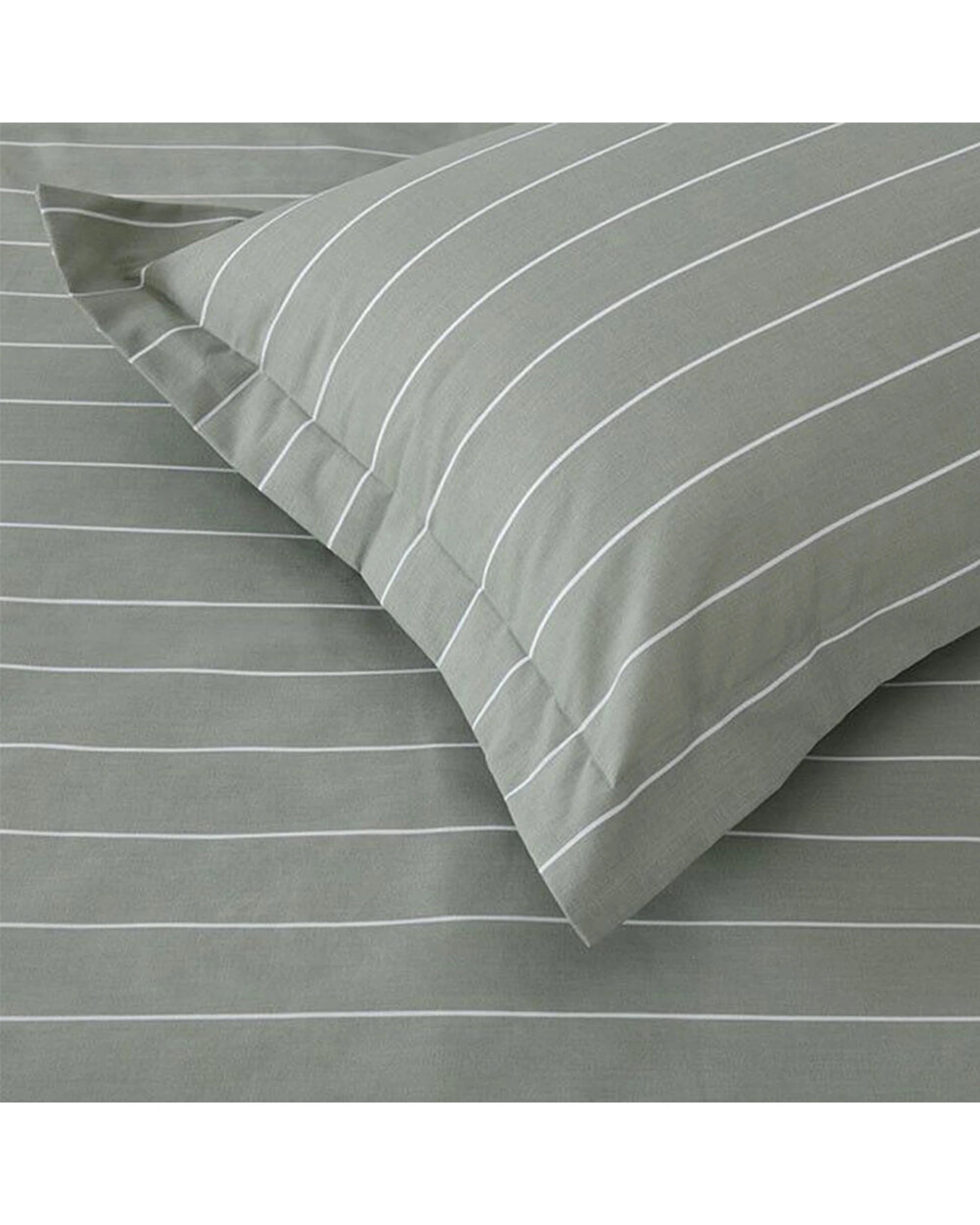 3 Jason Commercial Studio Stripe Quilt Cover Set Sage 165x210cm - Green, 3 of 4