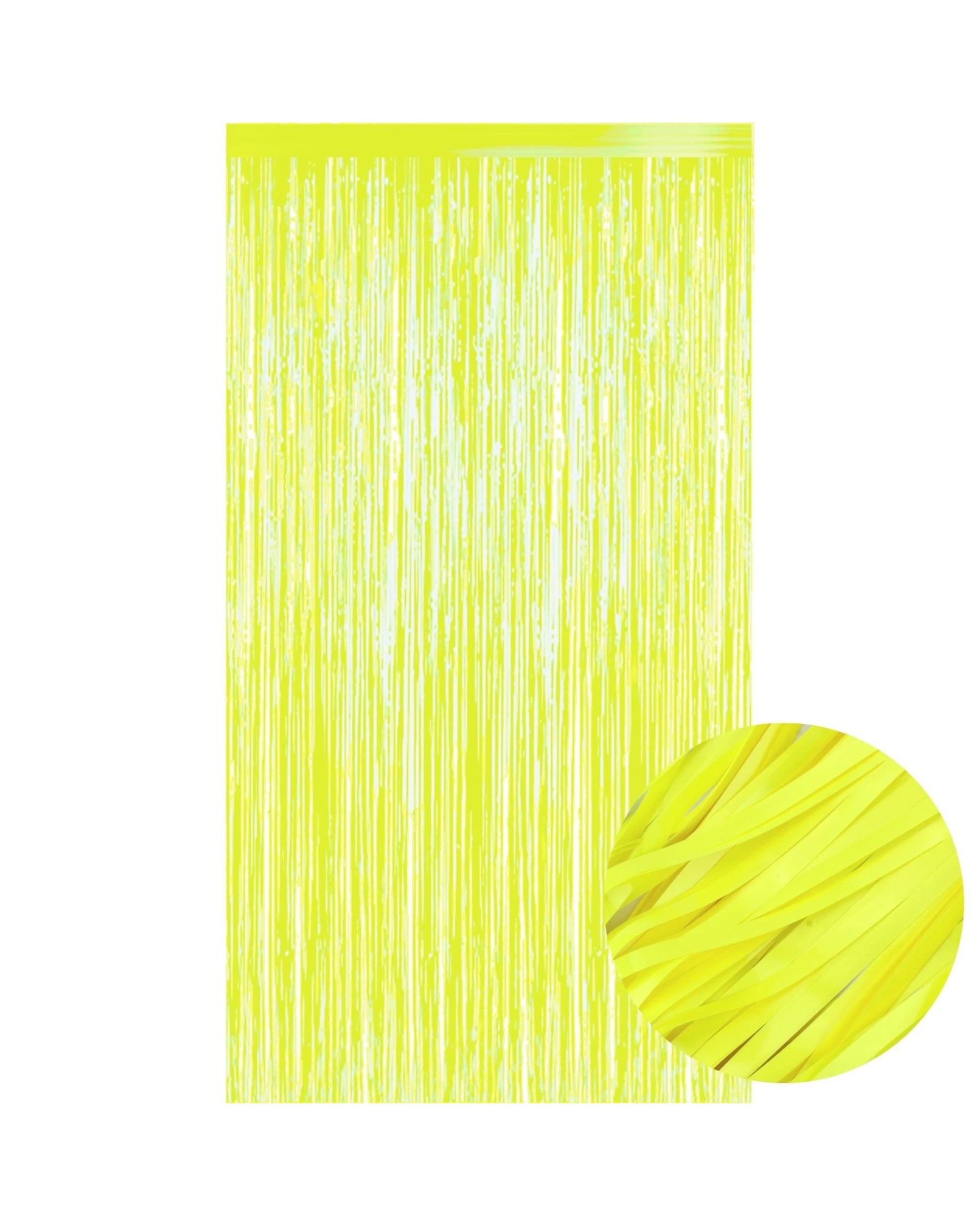 1 Partyrama Neon Yellow Plastic Backdrop Curtain 100cm x 200cm - Yellow, 1 of 2