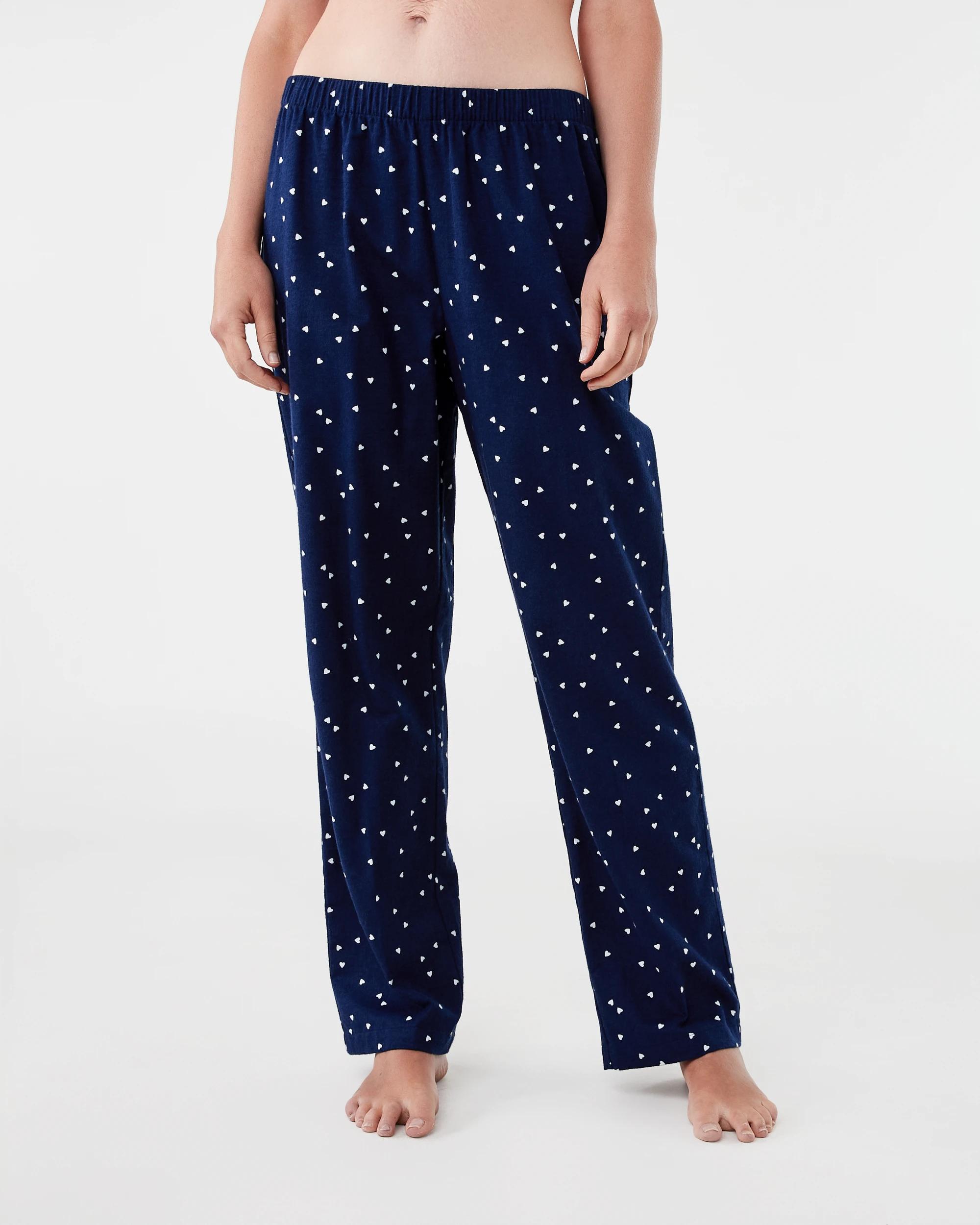 1 Cotton Printed Flannel Pants Nvy Heart, 1 of 4