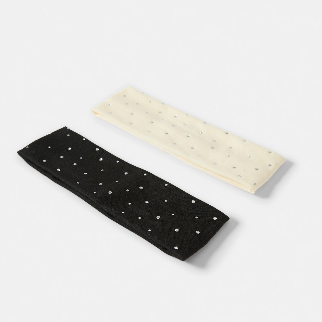 1 2 Pack Stretch Sparkle Headband - Black and Beige, 1 of 5