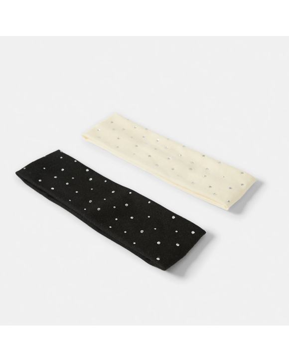 2 Pack Stretch Sparkle Headband - Black and Beige