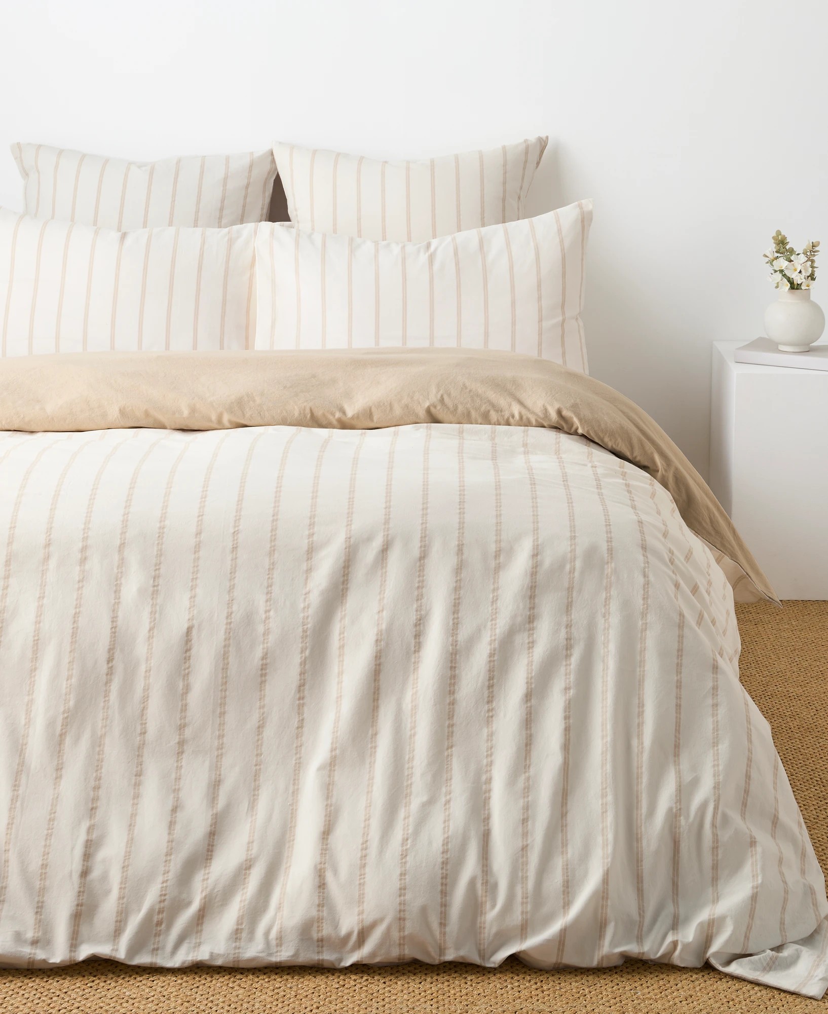 2 Arlo Stonewash Stripe Quilt Cover Set - Super King Bed - Natural, 2 of 5
