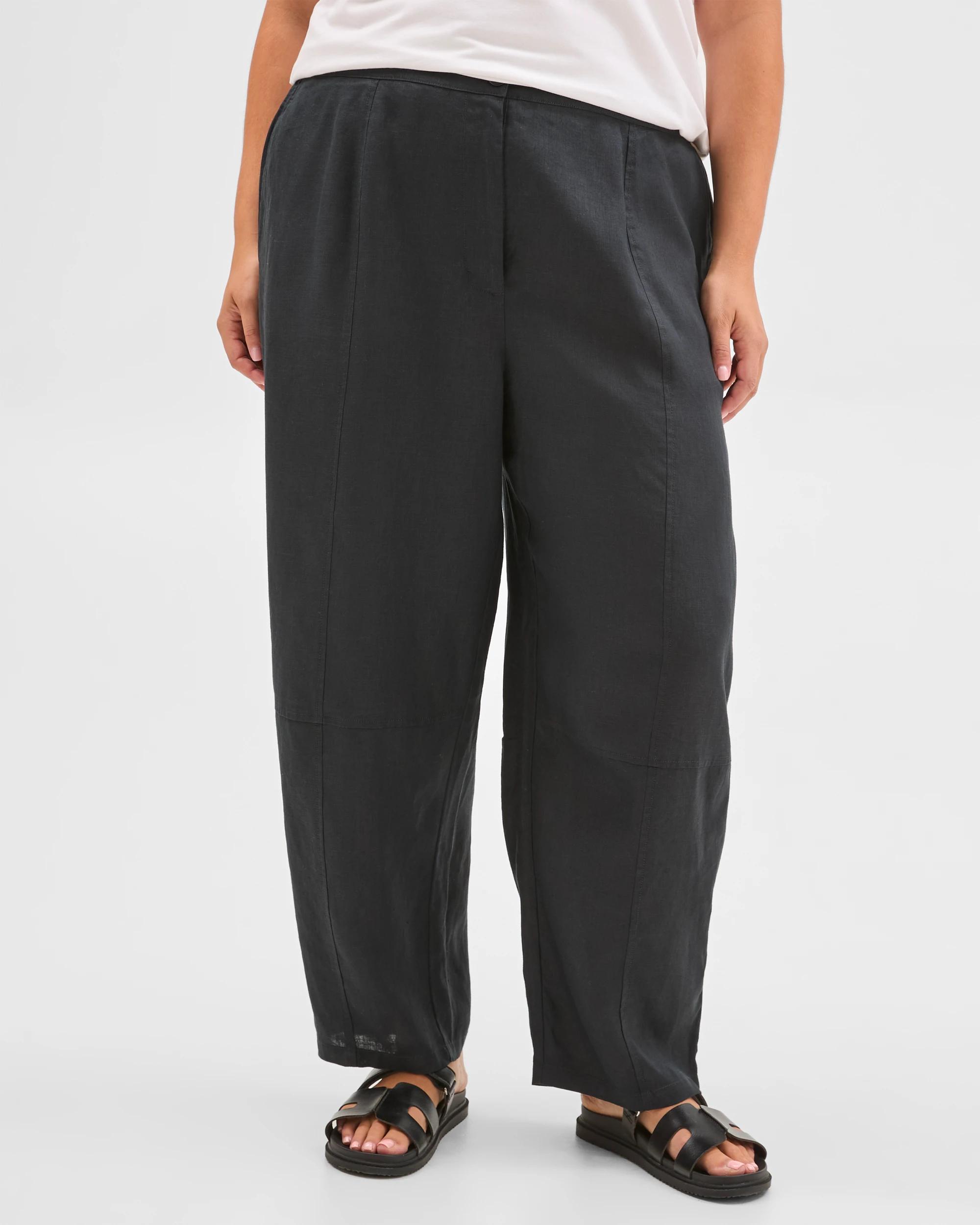 2 Target Curve Plus Size European Linen Barrel Leg Pants FNA BLACK, 2 of 6