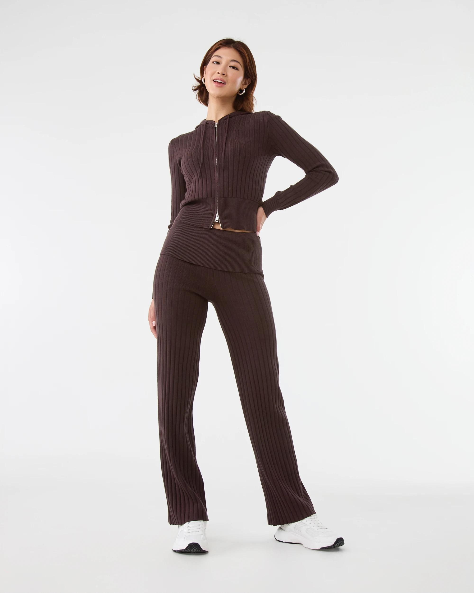 2 Knit Fold Over Pants Choc Plum, 2 of 8