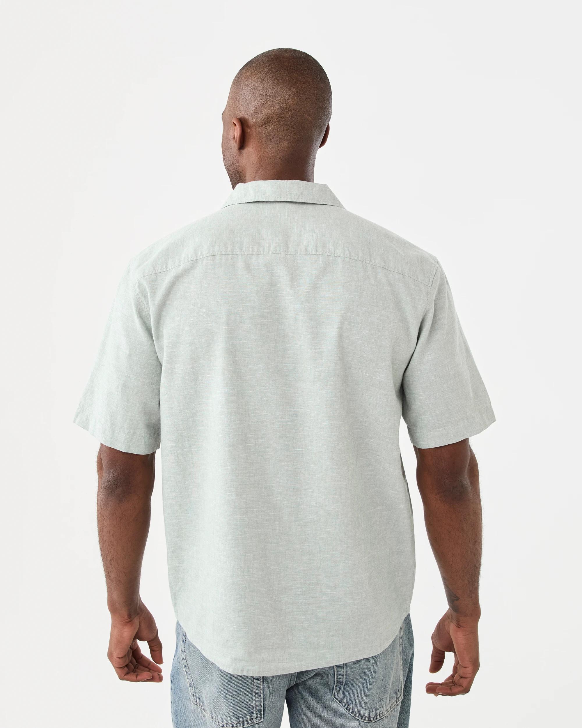 3 Short Sleeve Cotton Linen Shirt Grn Icebrg, 3 of 6