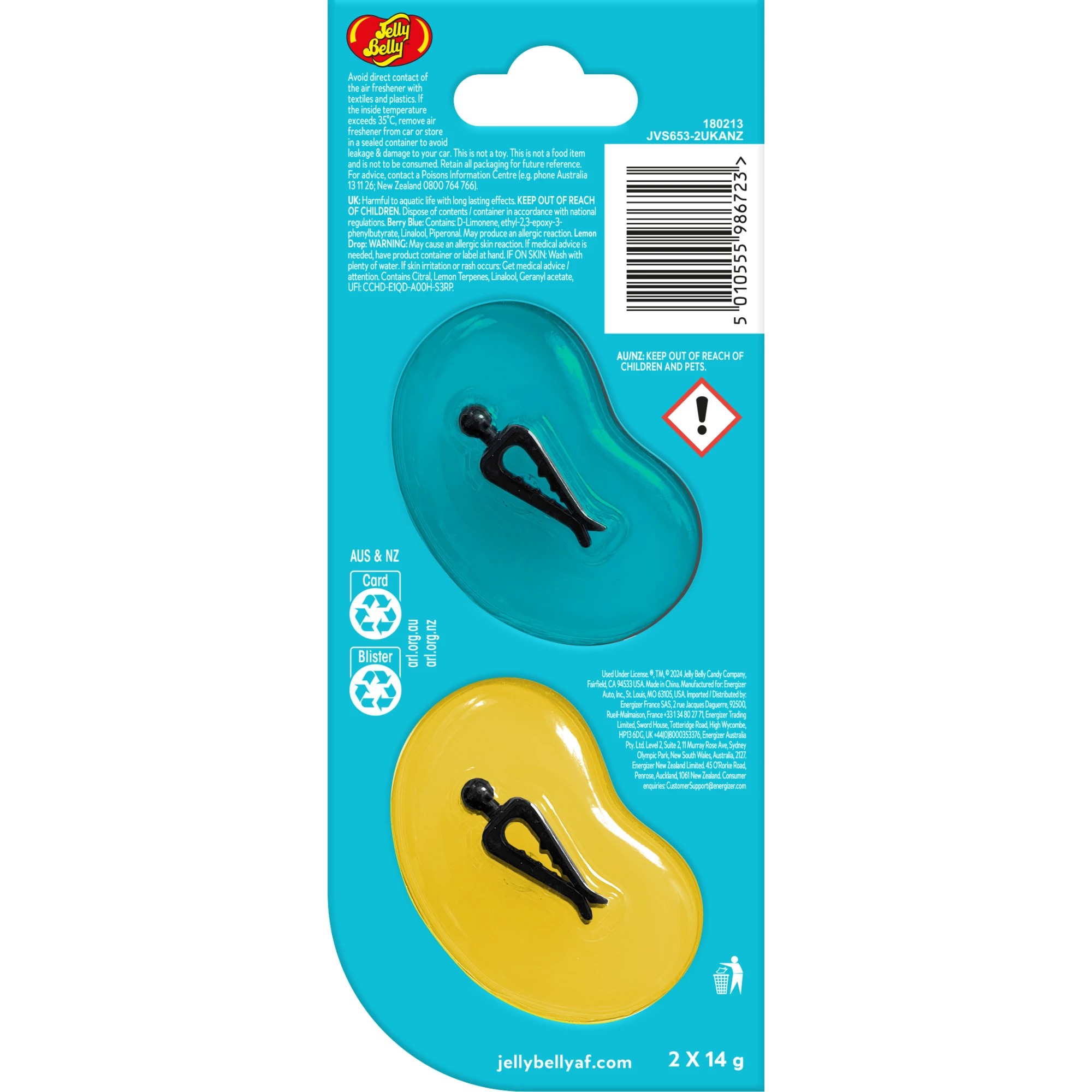 2 Jelly Belly Duo Vent Air Freshener - Berry Lemonade, 2 of 7