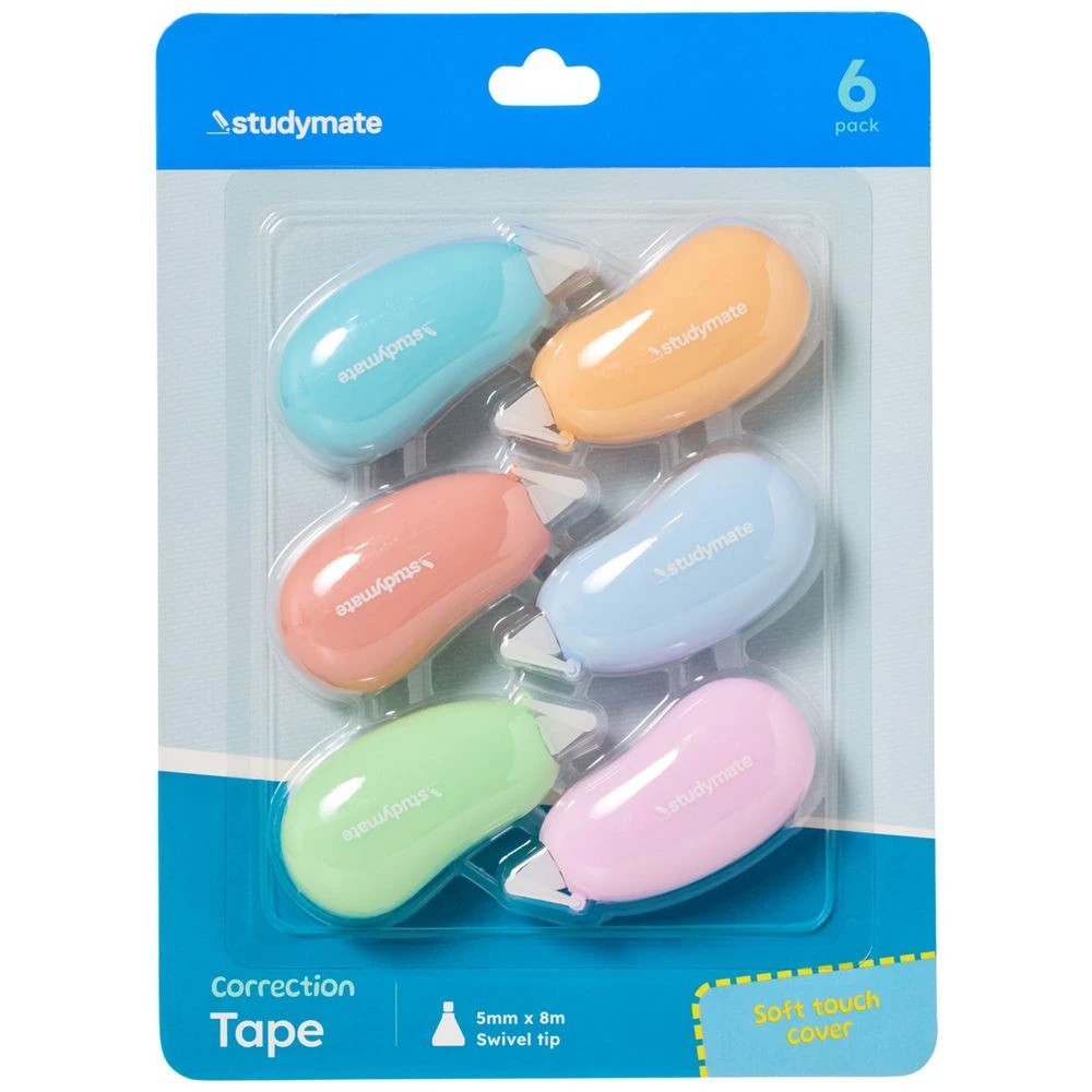 1 Studymate Multicoloured Mini Correction Tape 5mm x 8m 6 Pack, 1 of 4