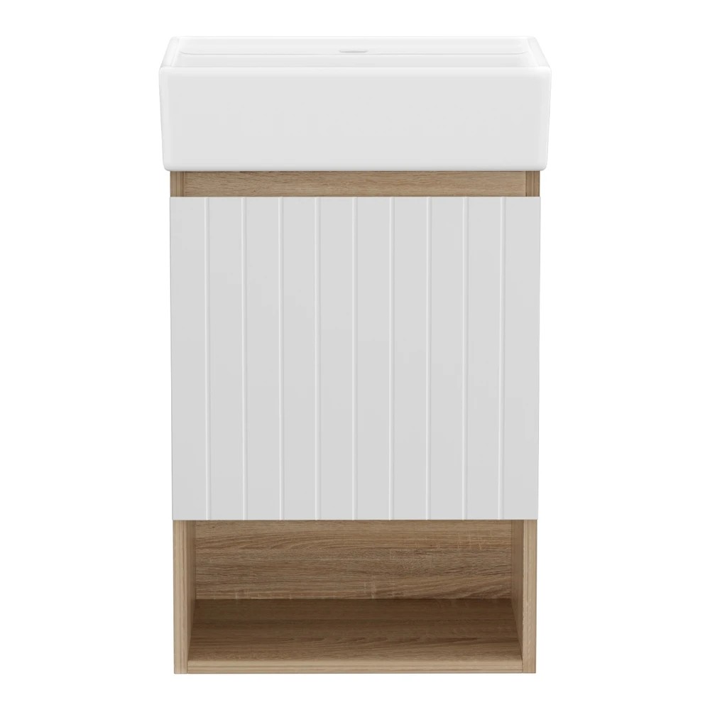 3 Cefito Vanity Unit 445mm Basin Bathroom Cabinet Storage Wall Hung Sink - White, 3 of 4