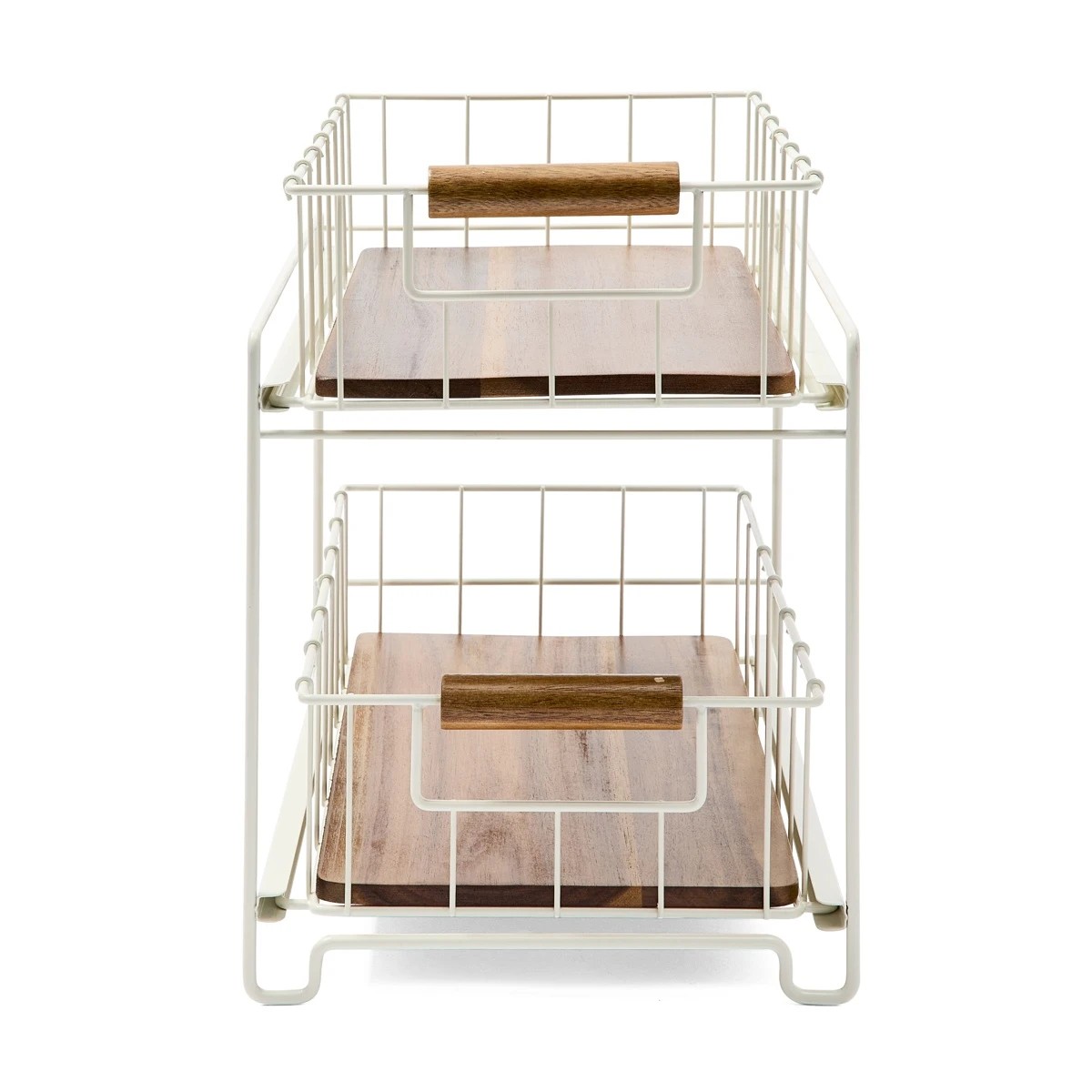 5 Off White and Acacia 2 Tier Drawers, 5 of 10