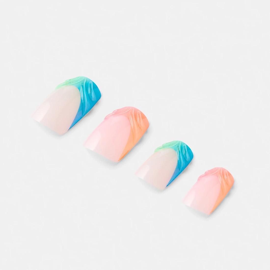 5 OXX Cosmetics 24 Pack Artificial Nails with Adhesive - Medium Square Shape, Neon Emboss, 5 of 5