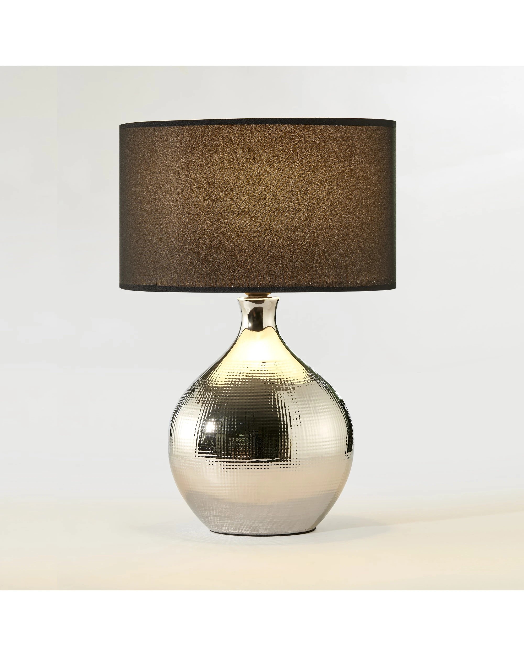 5 Sherwood Lighting Set of 2 Cosmo Contemporary Bedside Table Lamp Art Deco Textured - Silver, 5 of 7