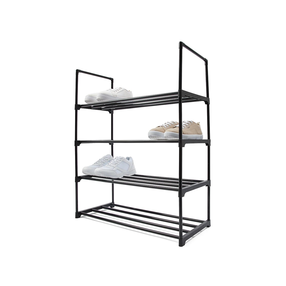 1 4 Tier Stackable Black Shoe Rack, 1 of 9
