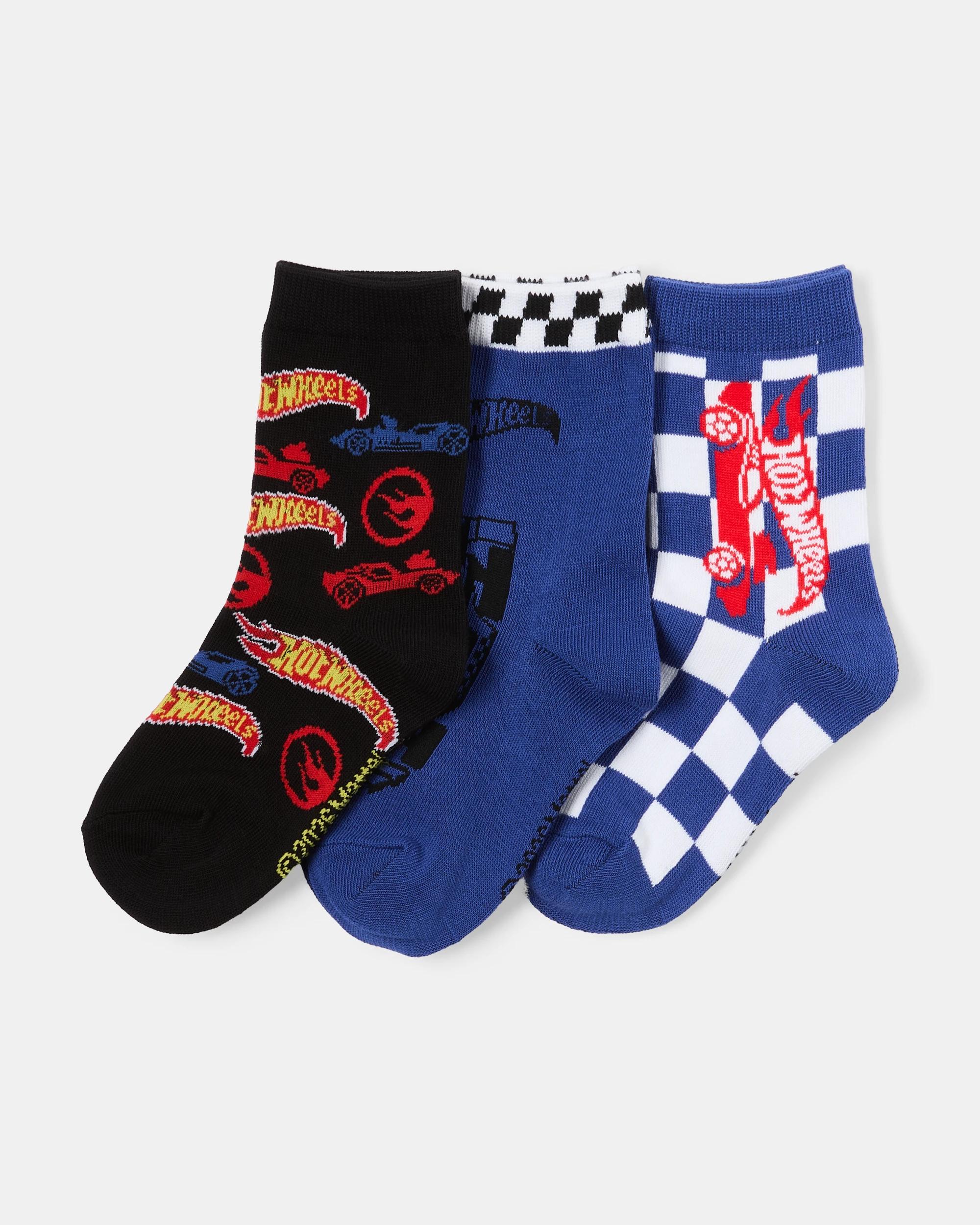 1 3 Pack Hot Wheels License Crew Socks Hotwheels, 1 of 4