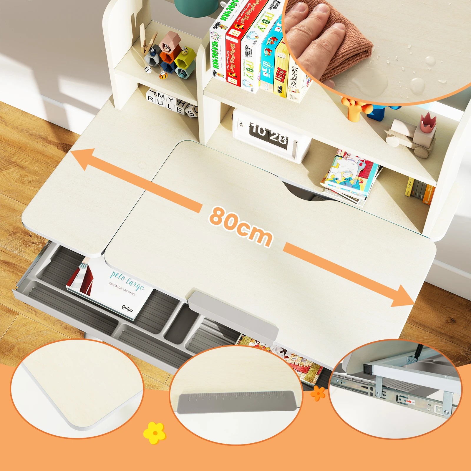 3 Costway Study Desk Height Adjustbale Table w/Tiltable Top - Grey, 3 of 6