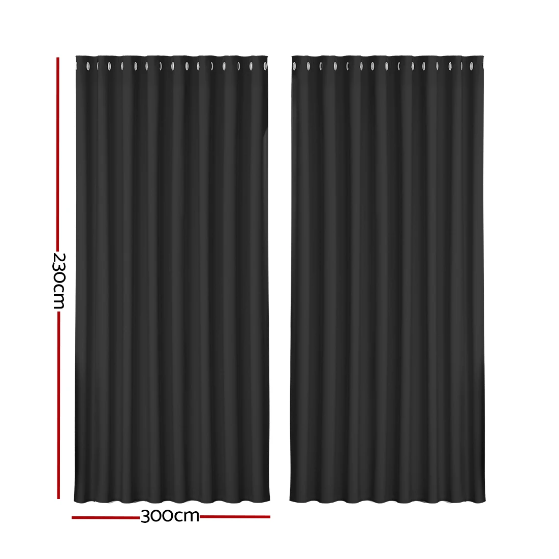 2 Artiss 2X Blockout Curtains Eyelet 300x230cm - Black, 2 of 6