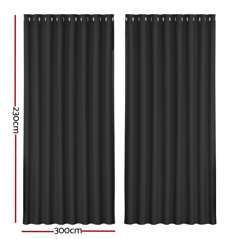 2 Artiss 2X Blockout Curtains Eyelet 300x230cm - Black, 2 of 5