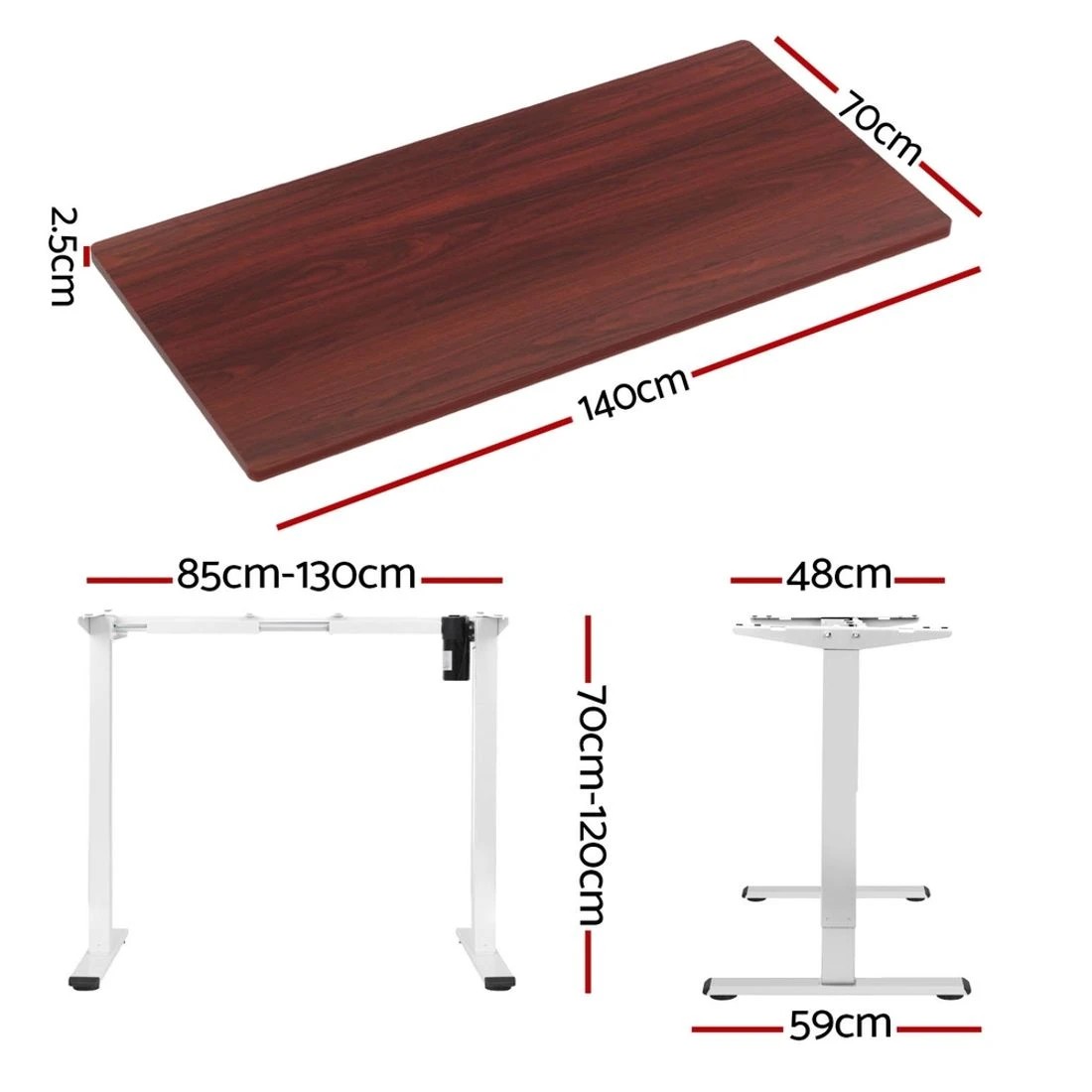 2 Artiss Standing Desk Motorised Sit Stand Desks Walnut 140CM - Brown, 2 of 4