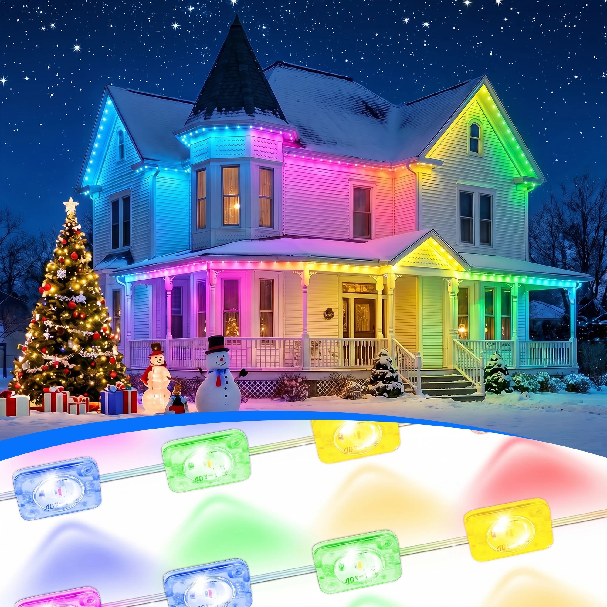 3 Advwin 30M Permanent Outdoor Lights IP67 LED Eave Lights - Multi, 3 of 4