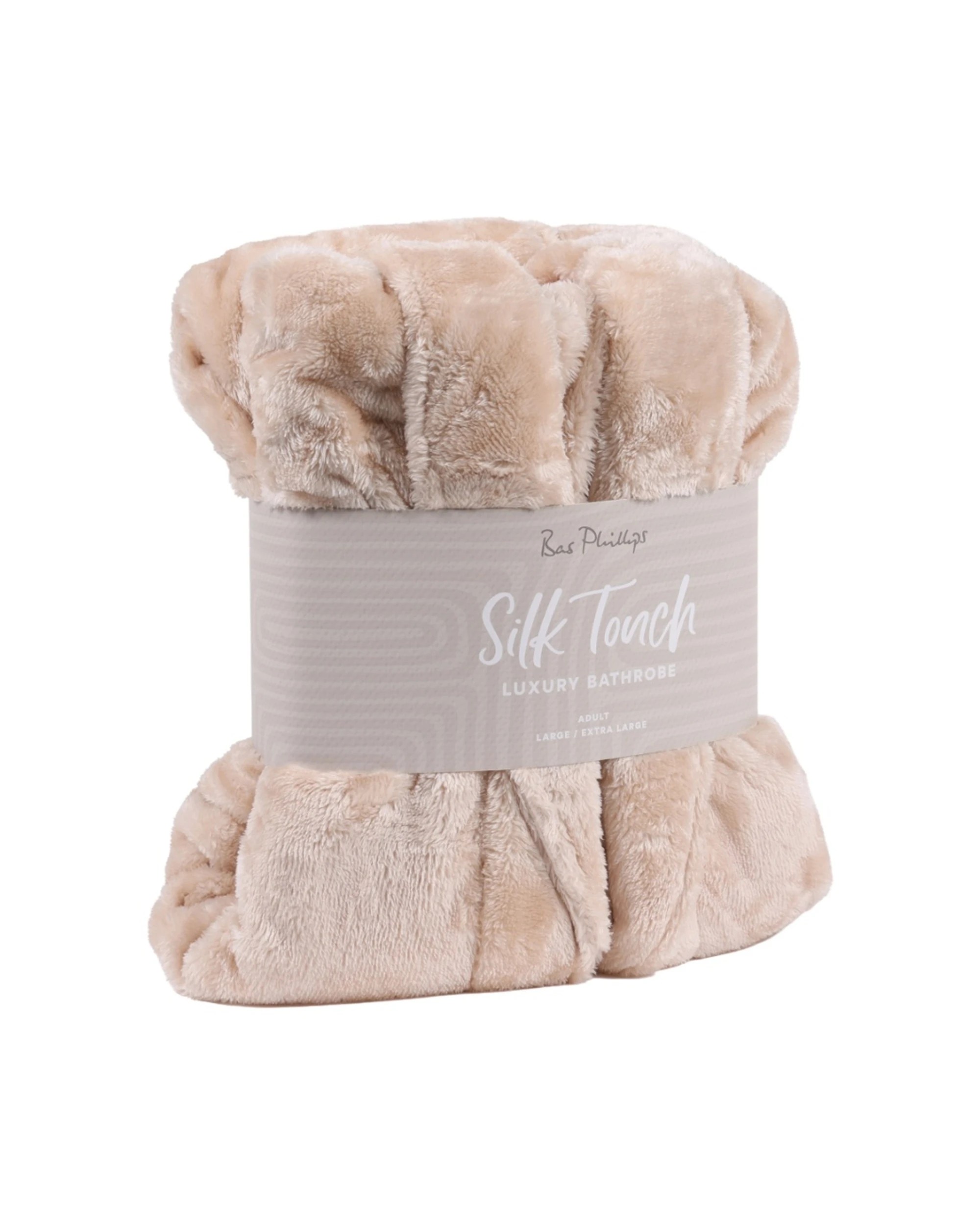 2 Bas Phillips Bath Robe Silk Touch Polyester 300GSM Small To Medium Frappe - Beige, 2 of 3