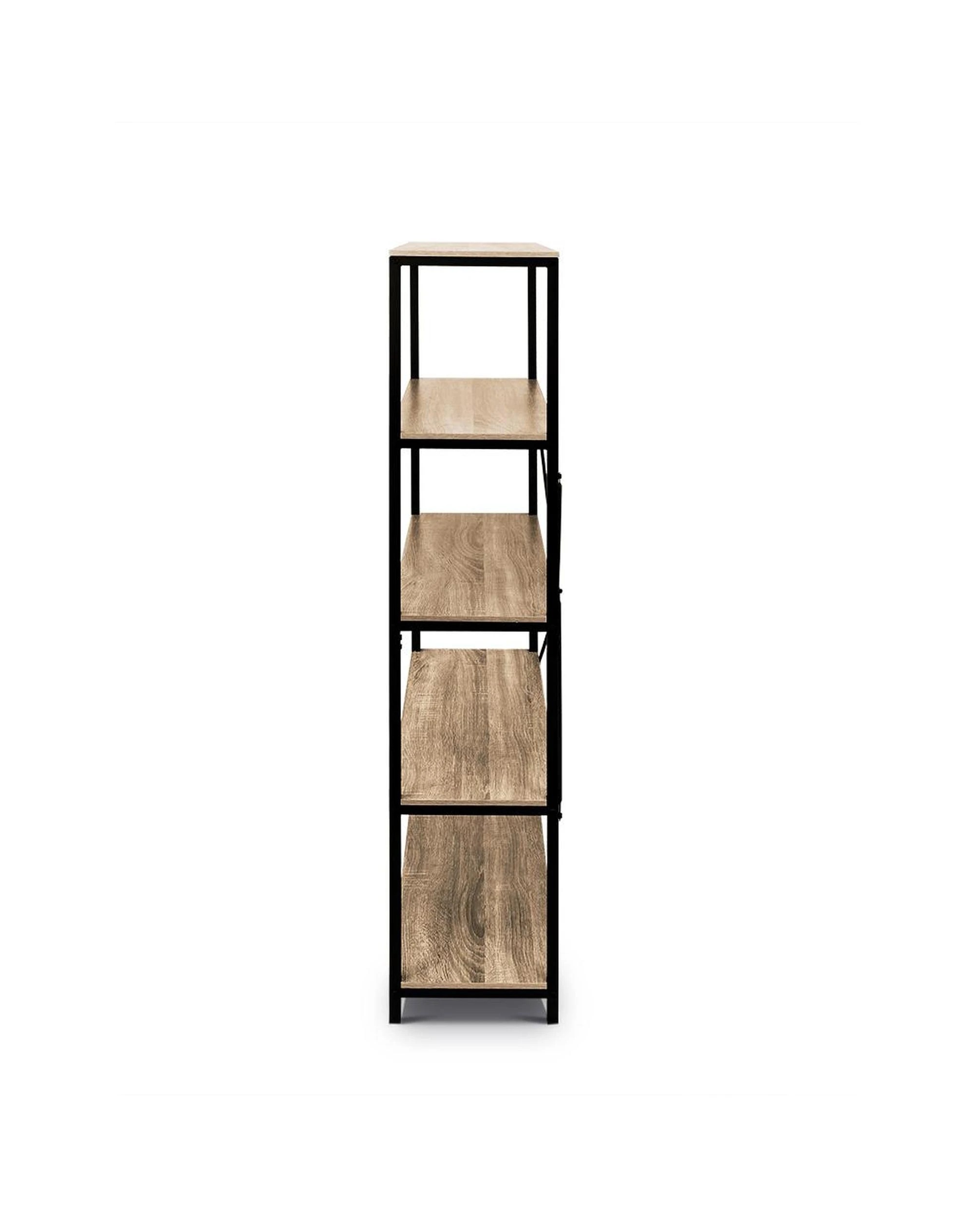 4 HelloFurniture Rome Industrial Style 5-Tier Storage Bookshelf - Oak - Shelf/Bookshelf - Partical Board, 4 of 10