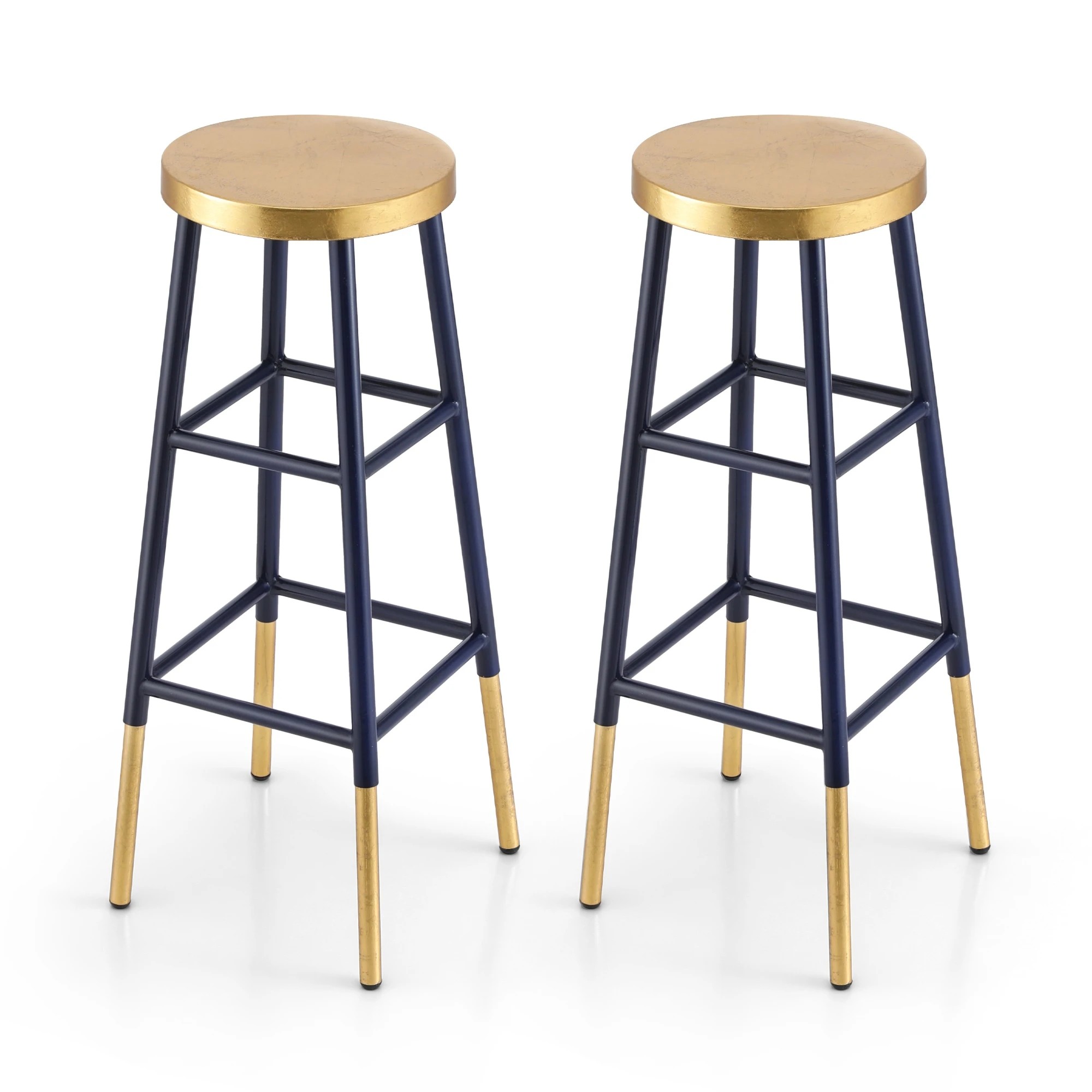 1 Artiss 2x Bar Stools Metal Gold Navy - Multi, 1 of 7