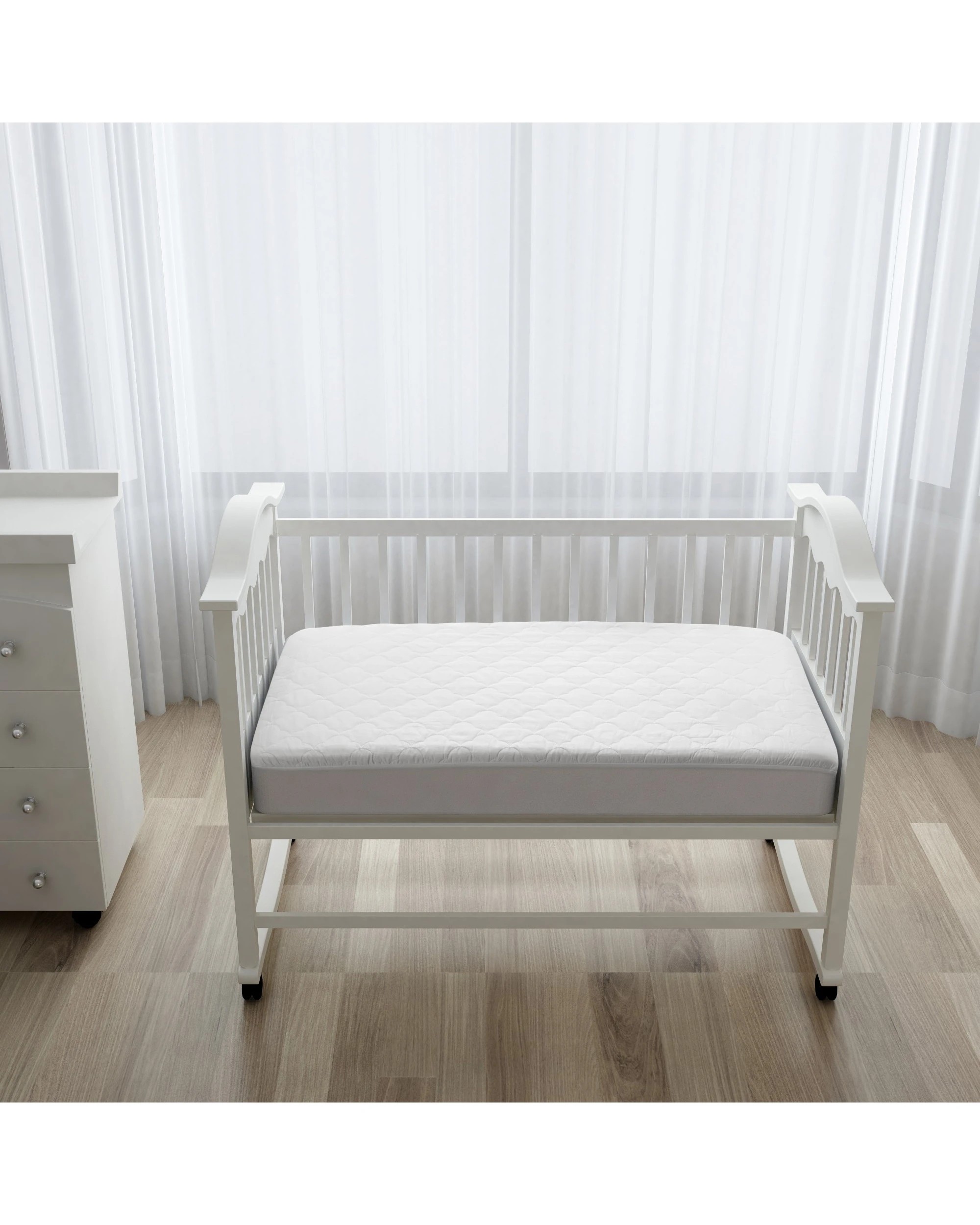 1 Natural Home Organic Cotton Quilted Mattress Protector - Baby COT Size - White, 1 of 6