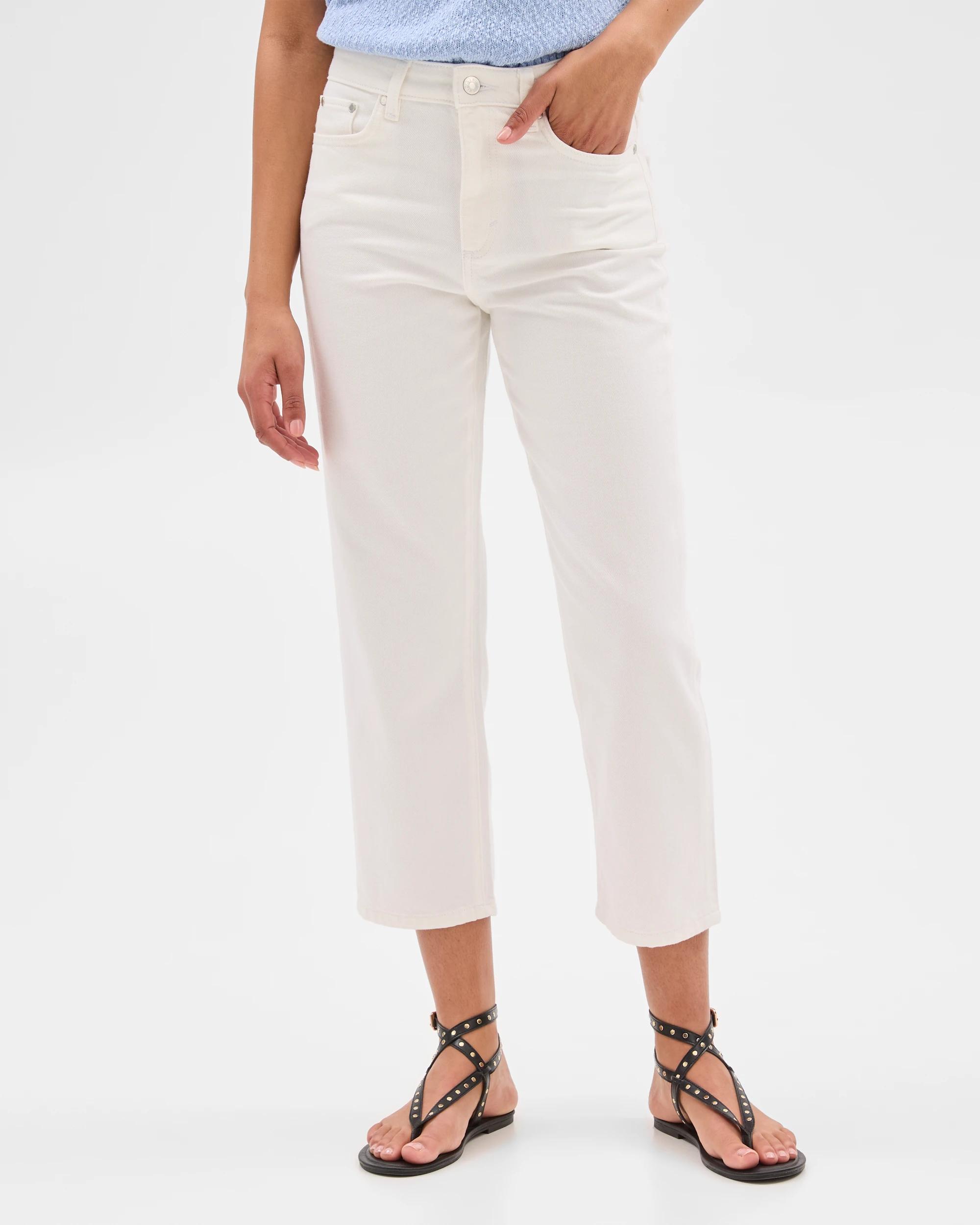 2 Target Mid Rise Crop Length Straight Denim Jeans - Bella WHITE, 2 of 5