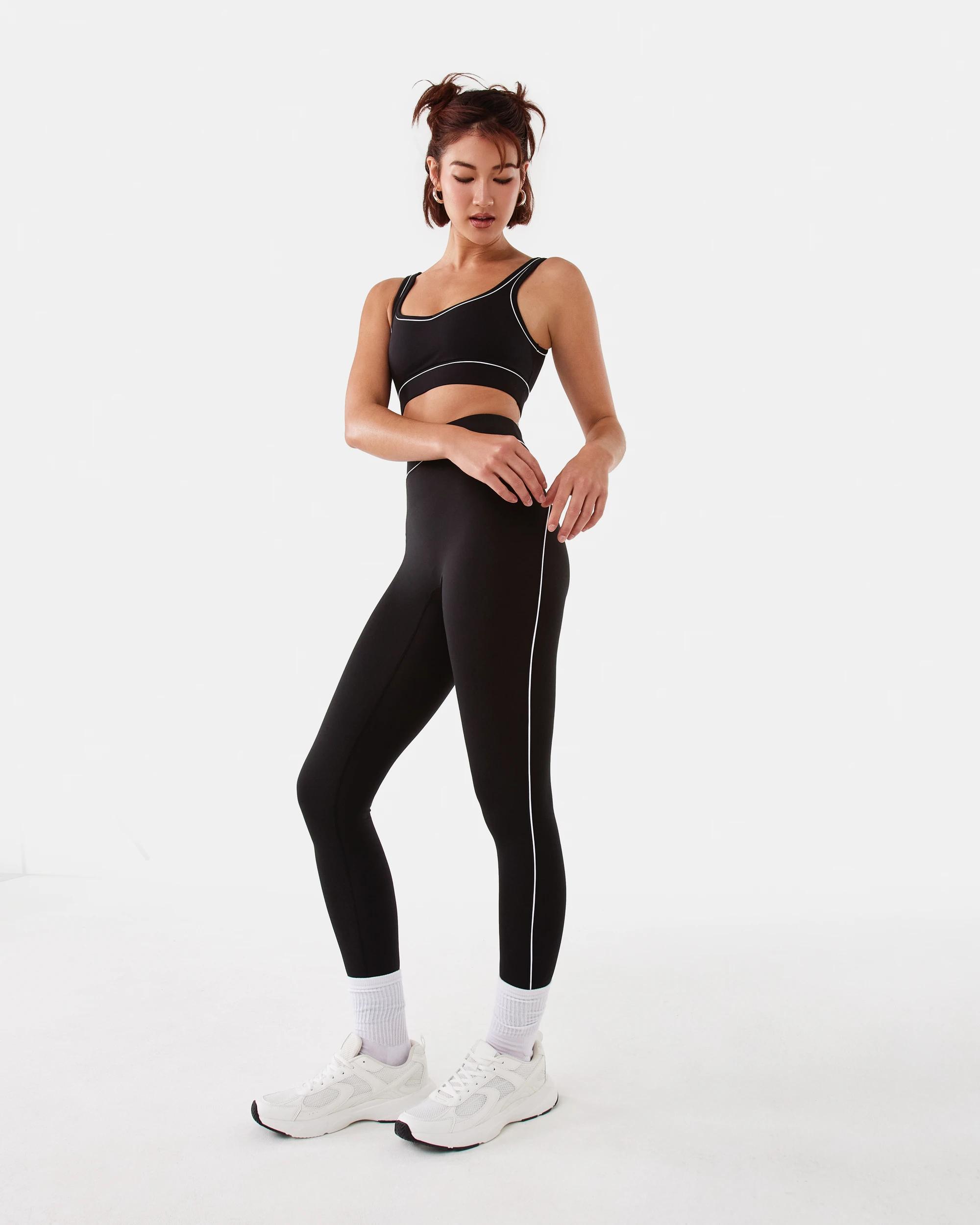 3 Active Womens Contrast Leggings Black, 3 of 7