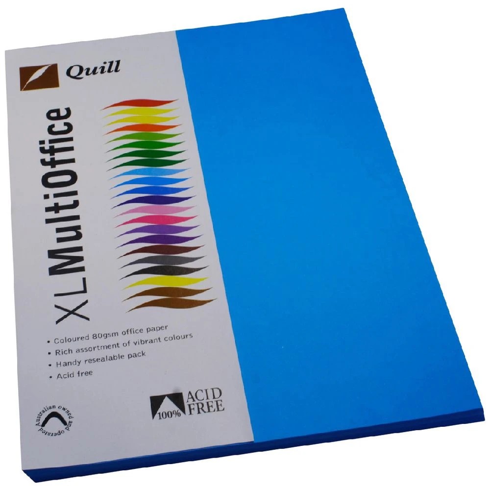 1 Quill Coloured Paper 80gsm A4 Marine Blue 500 Sheet Ream, 1 of 1