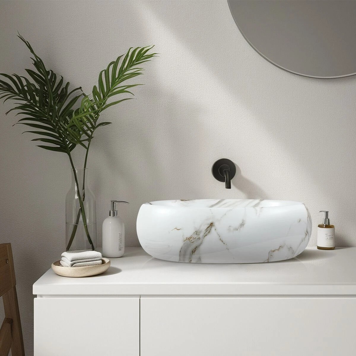 4 LUXSUITE Bathroom Sink Vessel Vanity Hand Wash Basin Washing Bowl Above Counter Toilet Bath Countertop Ceramic White, 4 of 7