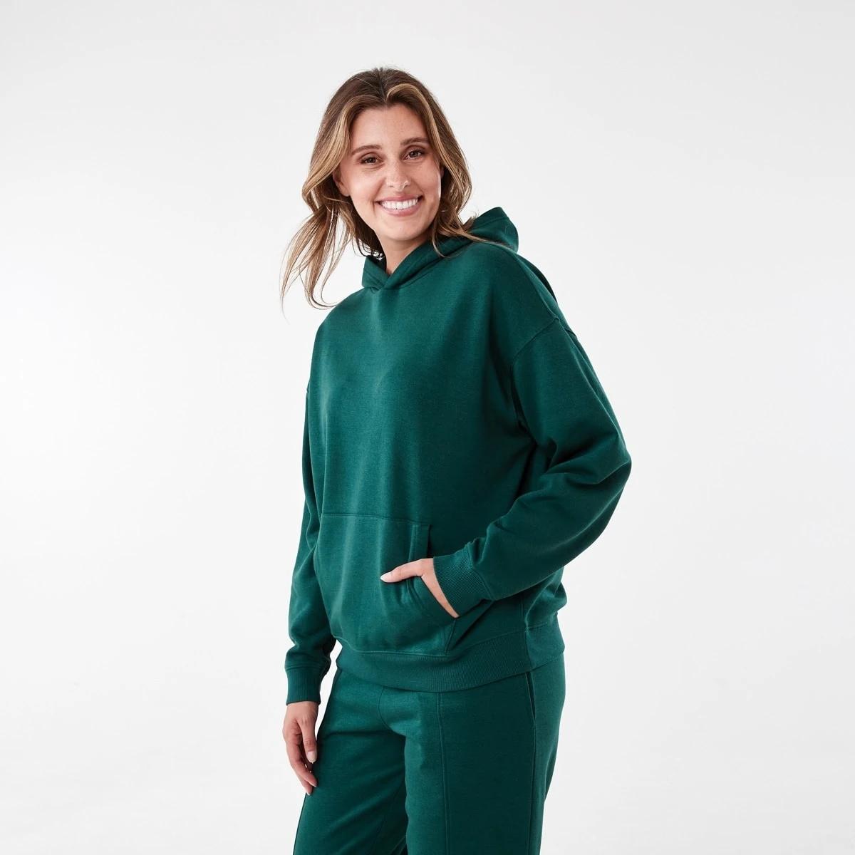 2 Active Womens Core Pop Over Hoodie YUCCA GREEN, 2 of 6