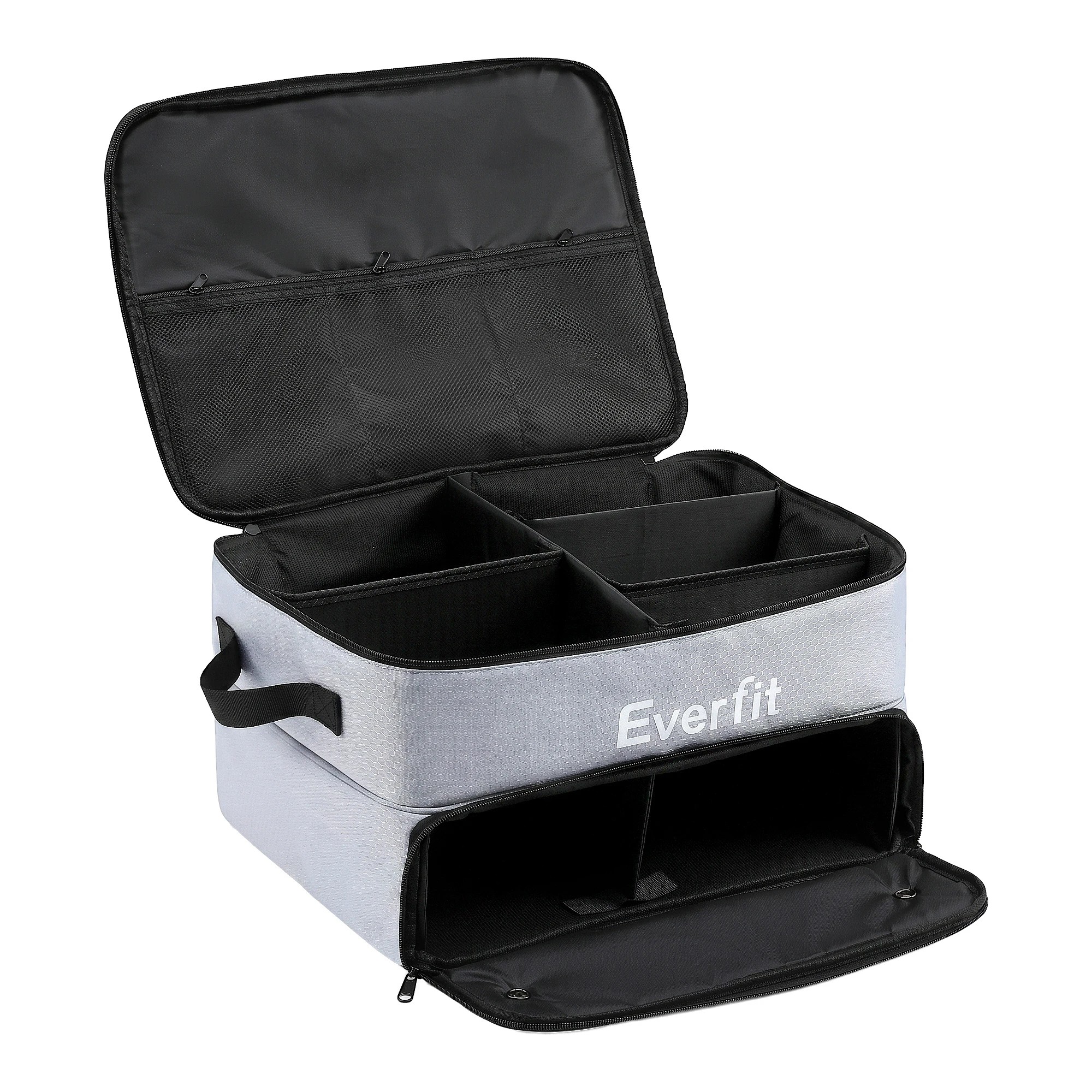 1 Everfit Golf Trunk Organizer for Car, 2-Tier Golf Storage Bag with Ventilated Shoe Compartment - Grey, 1 of 8