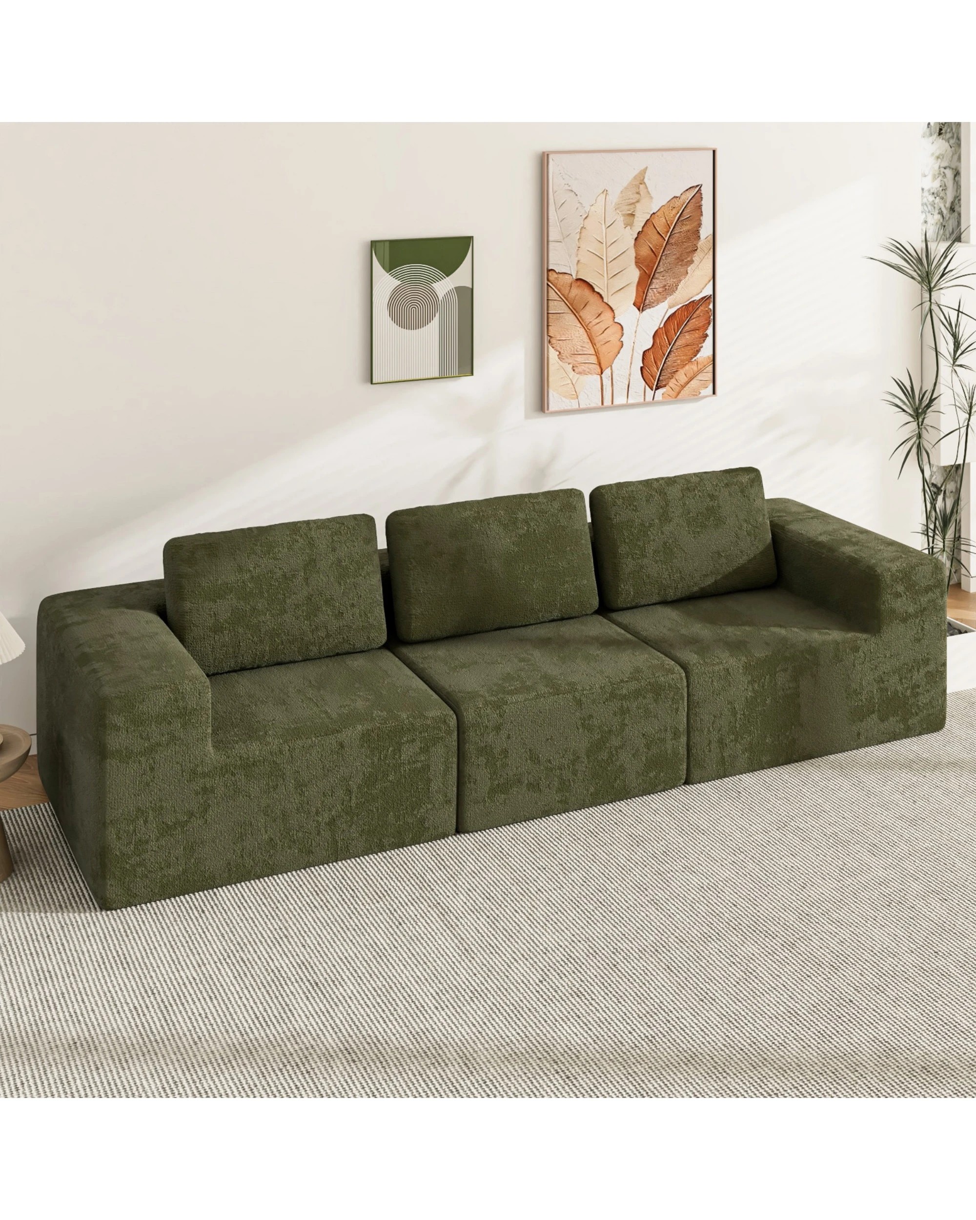 2 Advwin 265cm 3 Seater Sofa Chenille Fabric Modern Modular Sectional Couch No Assembly Foam Modular Sofa, 2 of 4
