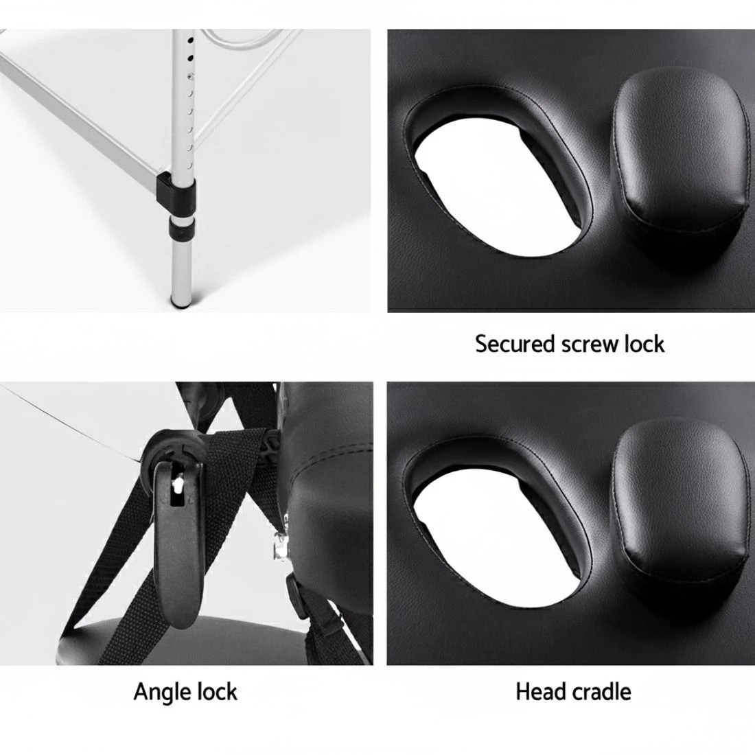 5 Zenses Massage Table 75cm Portable 3 Fold Aluminium Beauty Bed - Black, 5 of 7