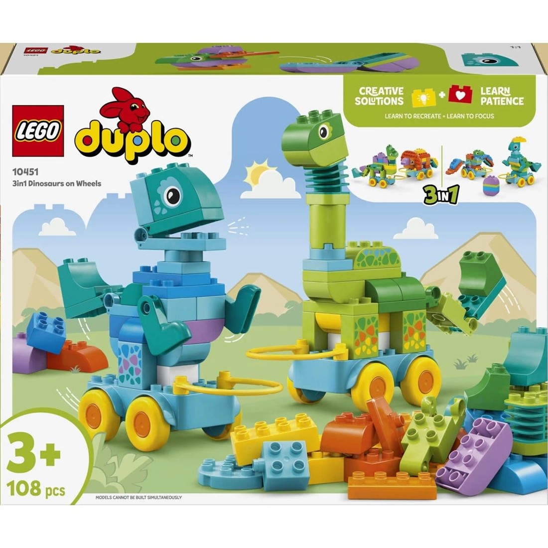1 LEGO DUPLO Town 3-in-1 Dinosaurs on Wheels 10451, 1 of 9