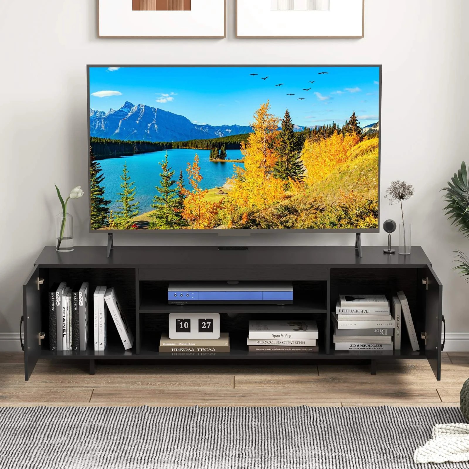 3 Costway TV Cabinet Media Console Table w/Open Shelves Entertainment Unit, 3 of 4