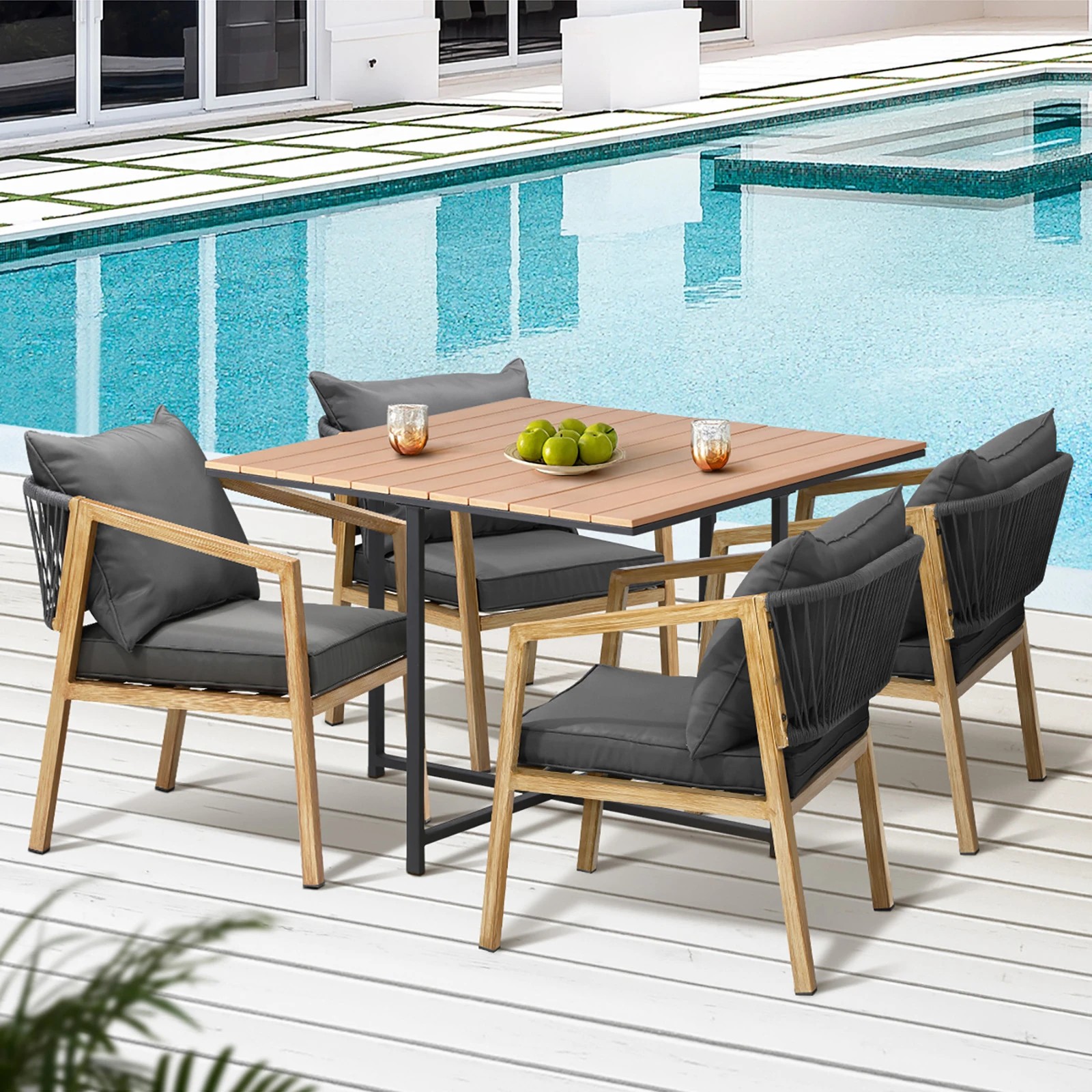 9 Livsip 5pcs Outdoor Patio Set Furniture Table Armchair Garden Dining Setting
 - Multi, 9 of 10